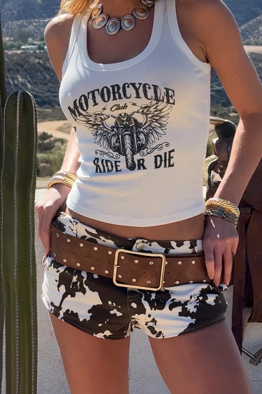 Dixie Cow Print Low Rise Hot Shorts Product Image