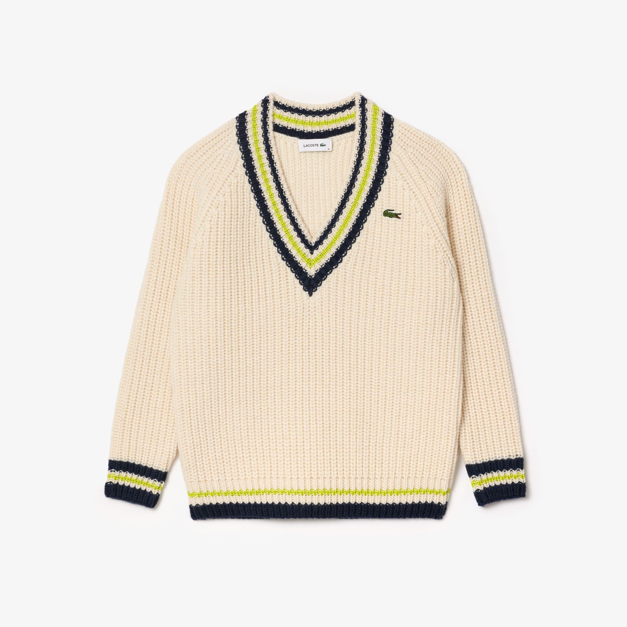 Women's Oversized Wool V-Neck Tennis Sweater Product Image