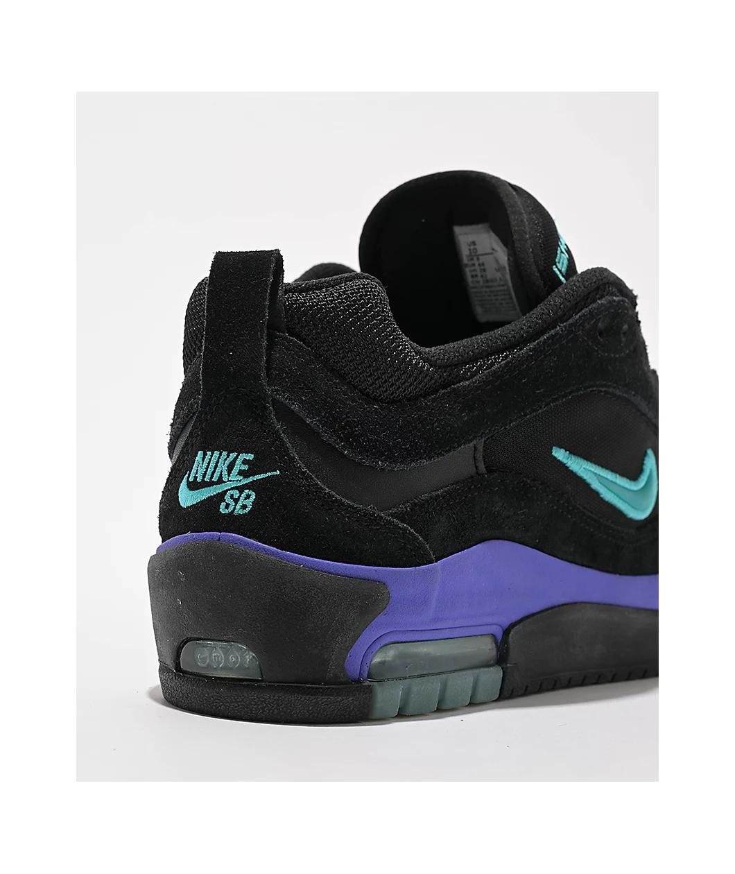 Nike SB Air Max Ishod Black, Persian Violet, & Dusty Cactus Skate Shoes Product Image