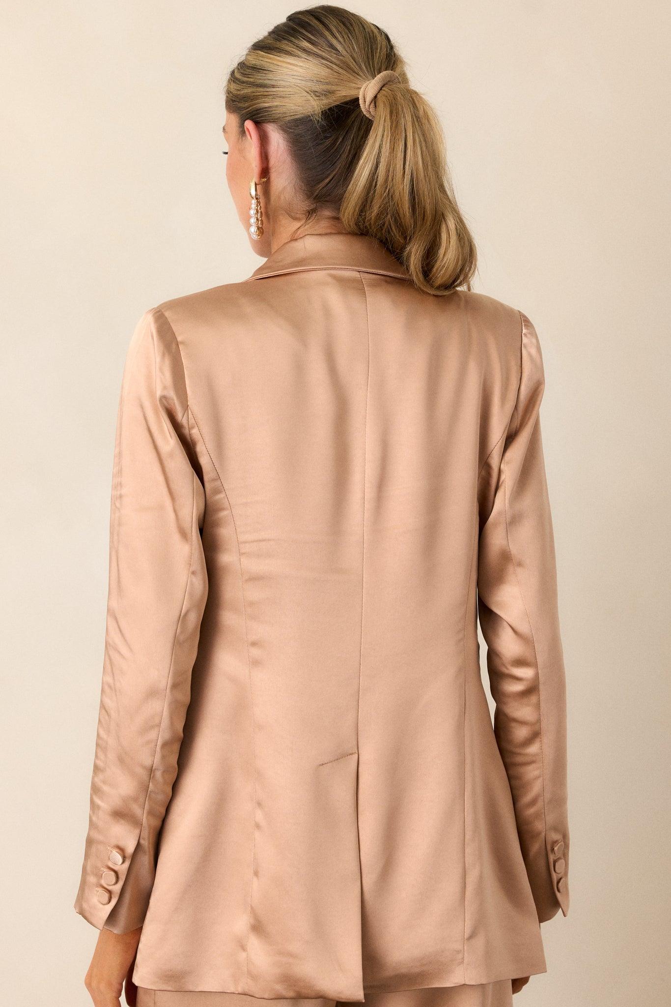 Going Places Light Copper Satin Blazer Product Image