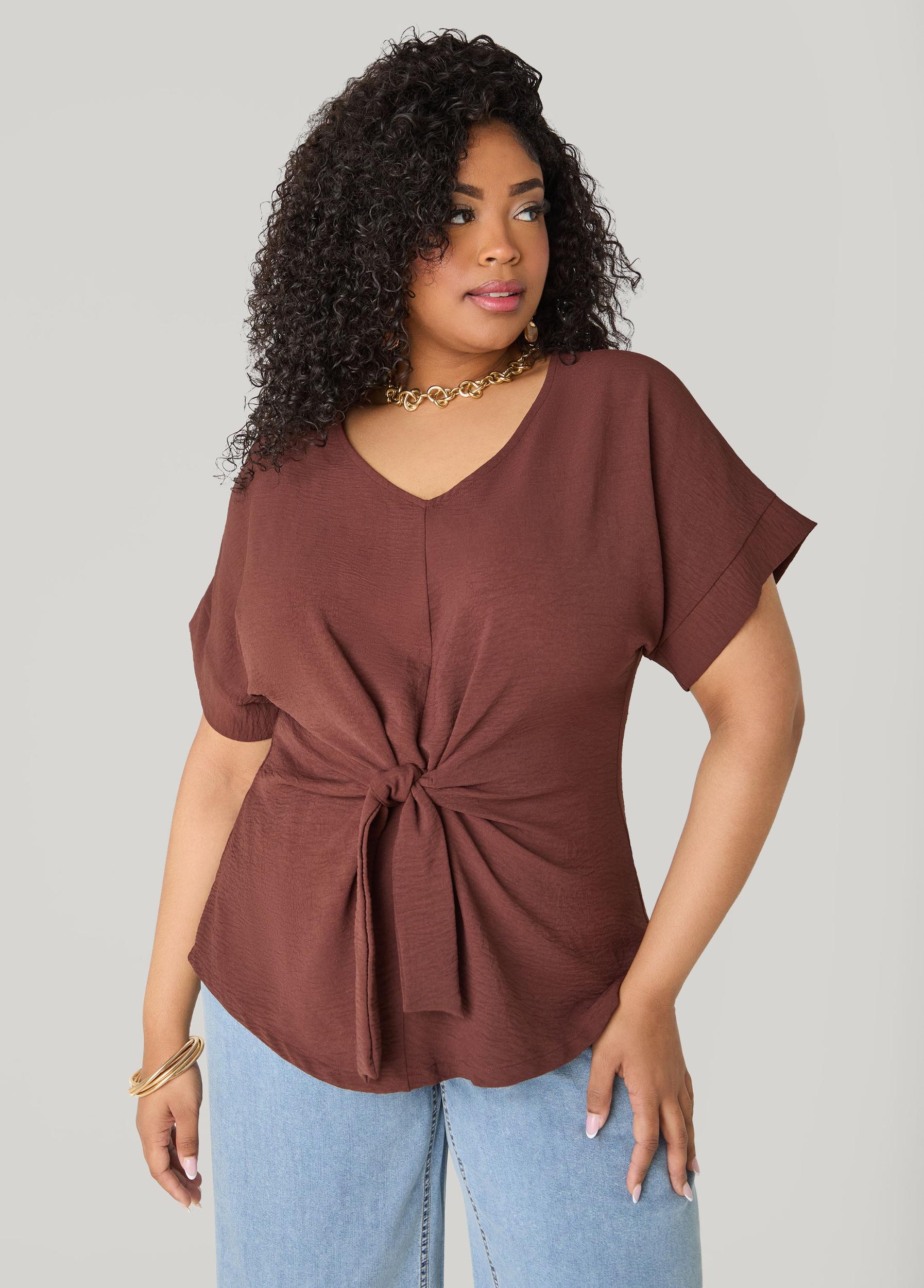Tie Front V Neck Top Product Image