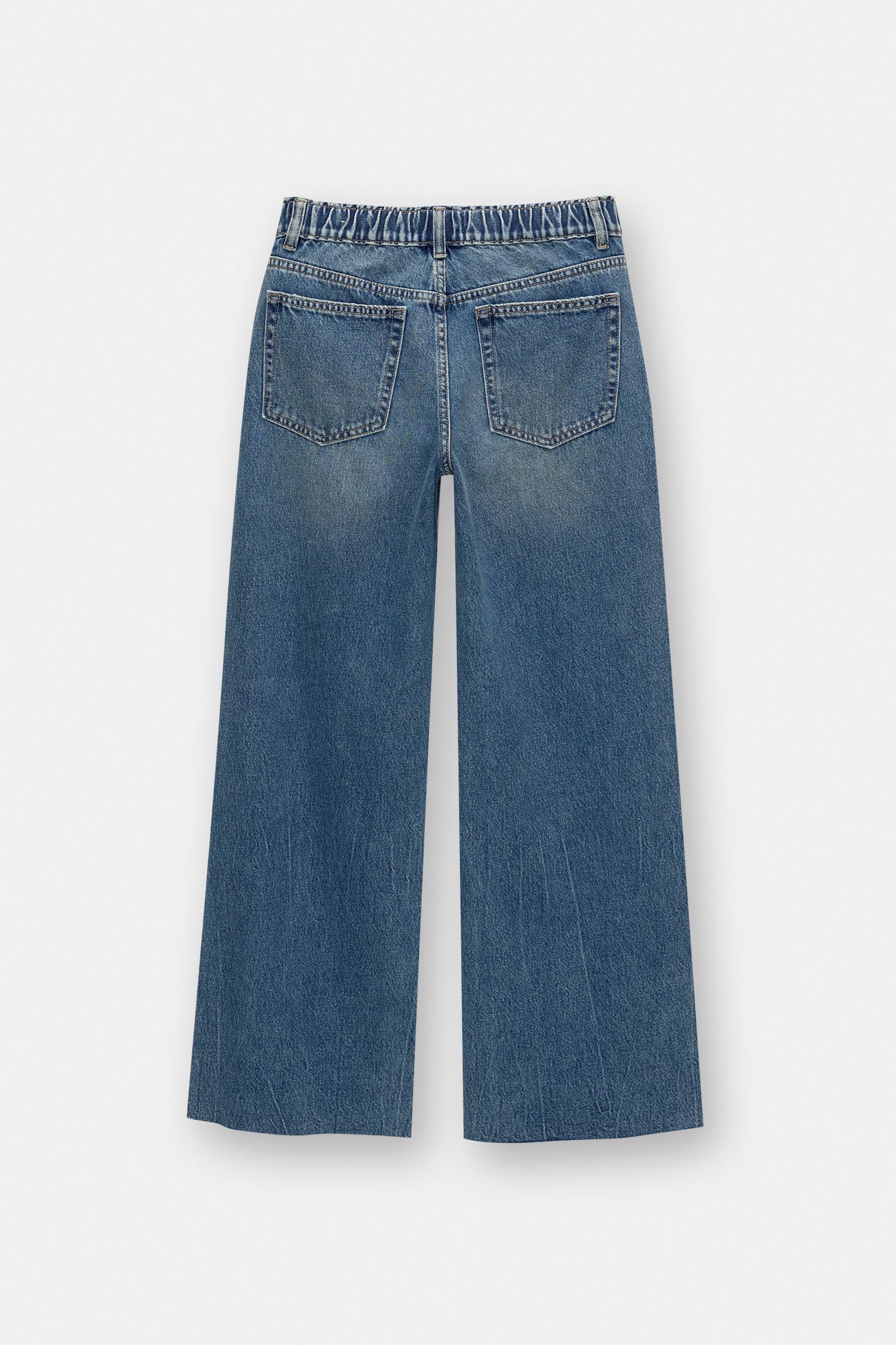 Wide leg baggy jeans with elastic waistband Product Image