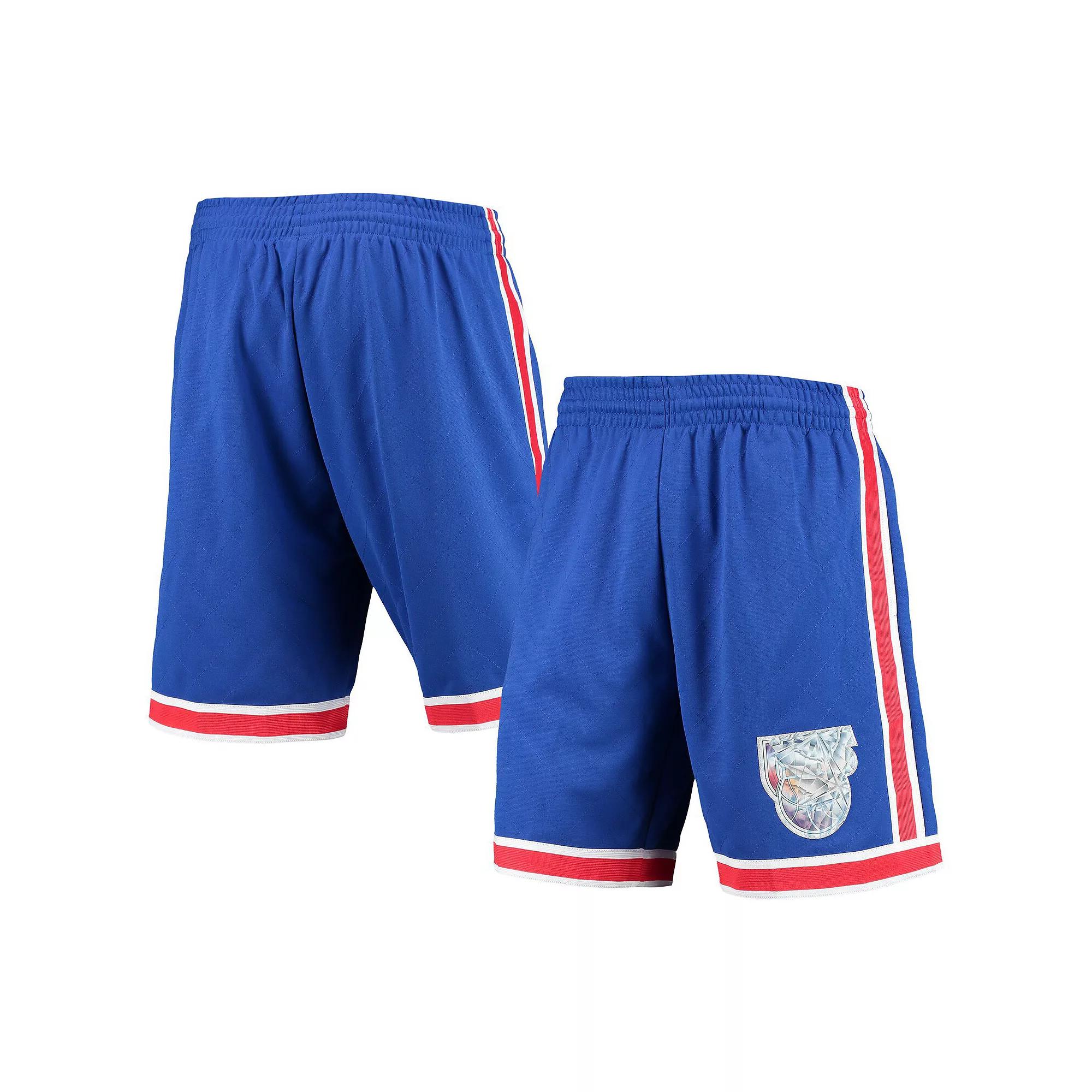 Men's Mitchell & Ness Blue New Jersey Nets 1993 Hardwood Classics 75th Anniversary Swingman Shorts,  Product Image