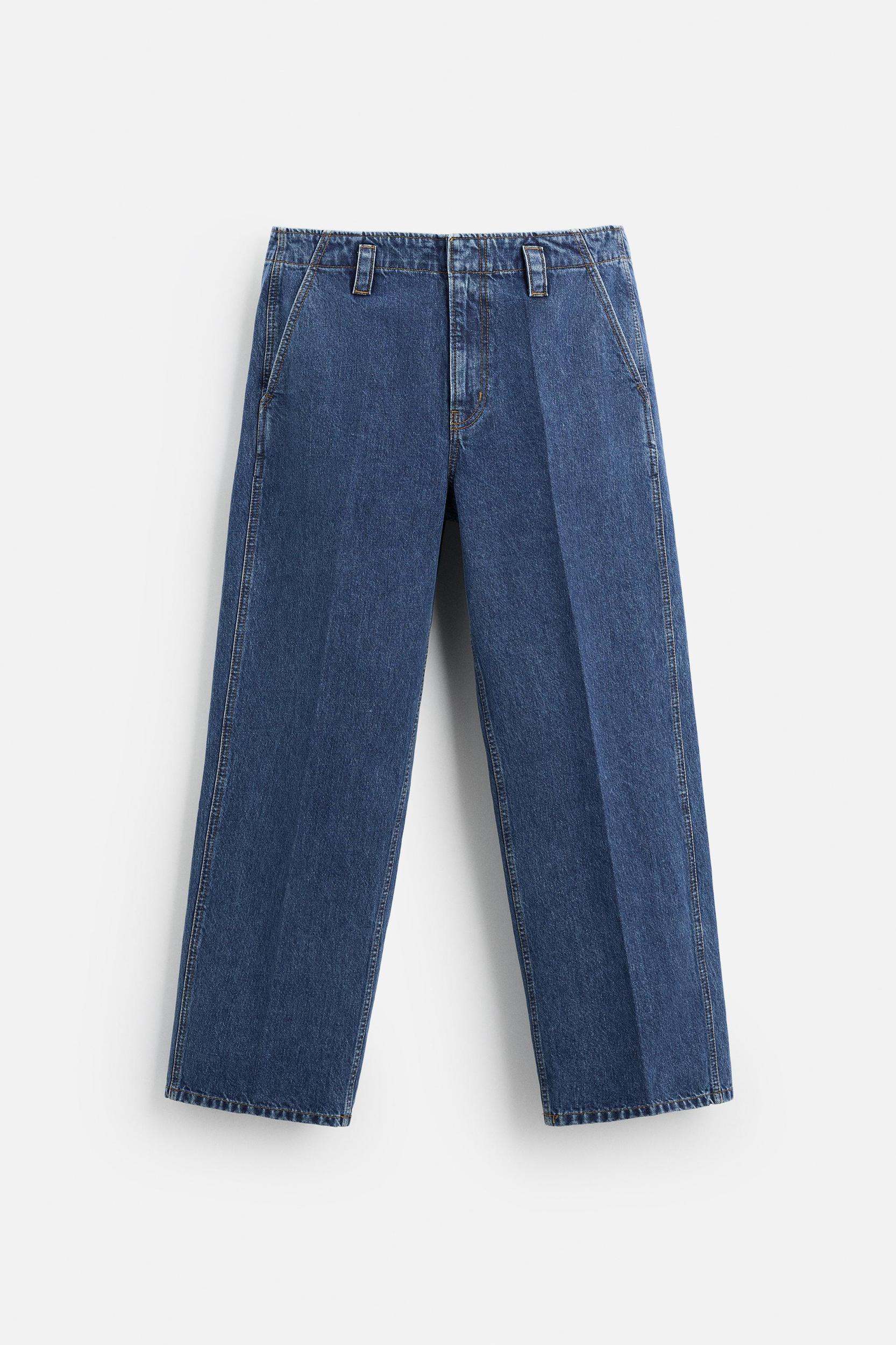 PLEATED STRAIGHT FIT JEANS Product Image