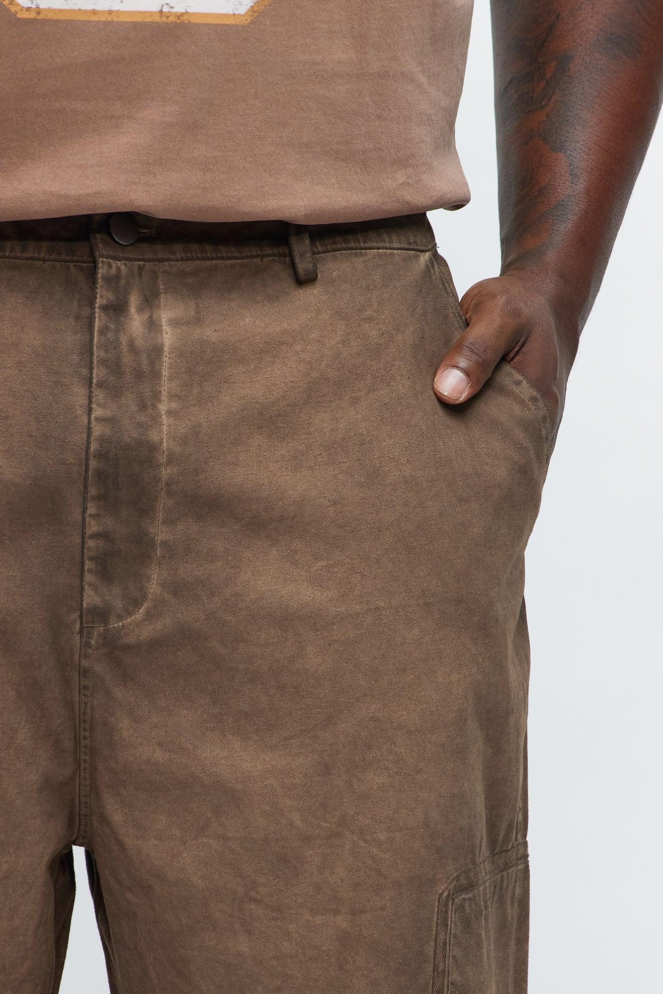 Baggy Got A Mission Dirty Distressing Pants - Brown Male Product Image