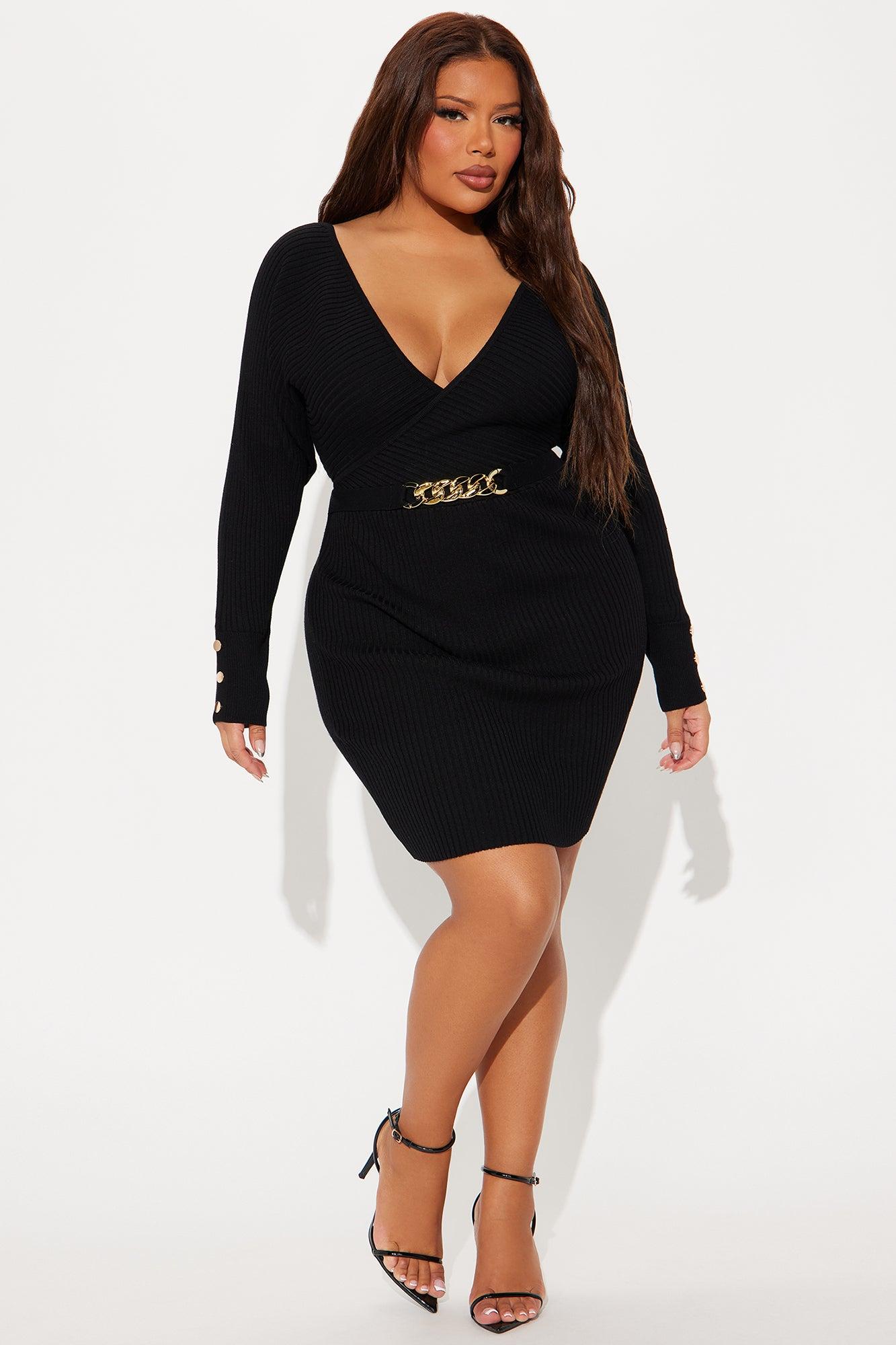 Lydia Sweater Mini Dress - Black Product Image