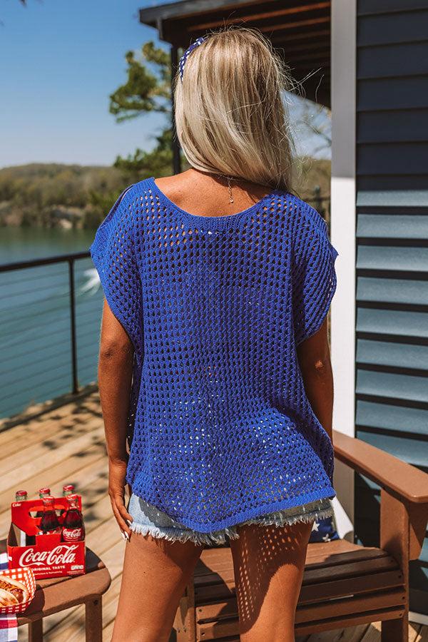 Living For Lake Life Knit Top In Royal Blue Product Image