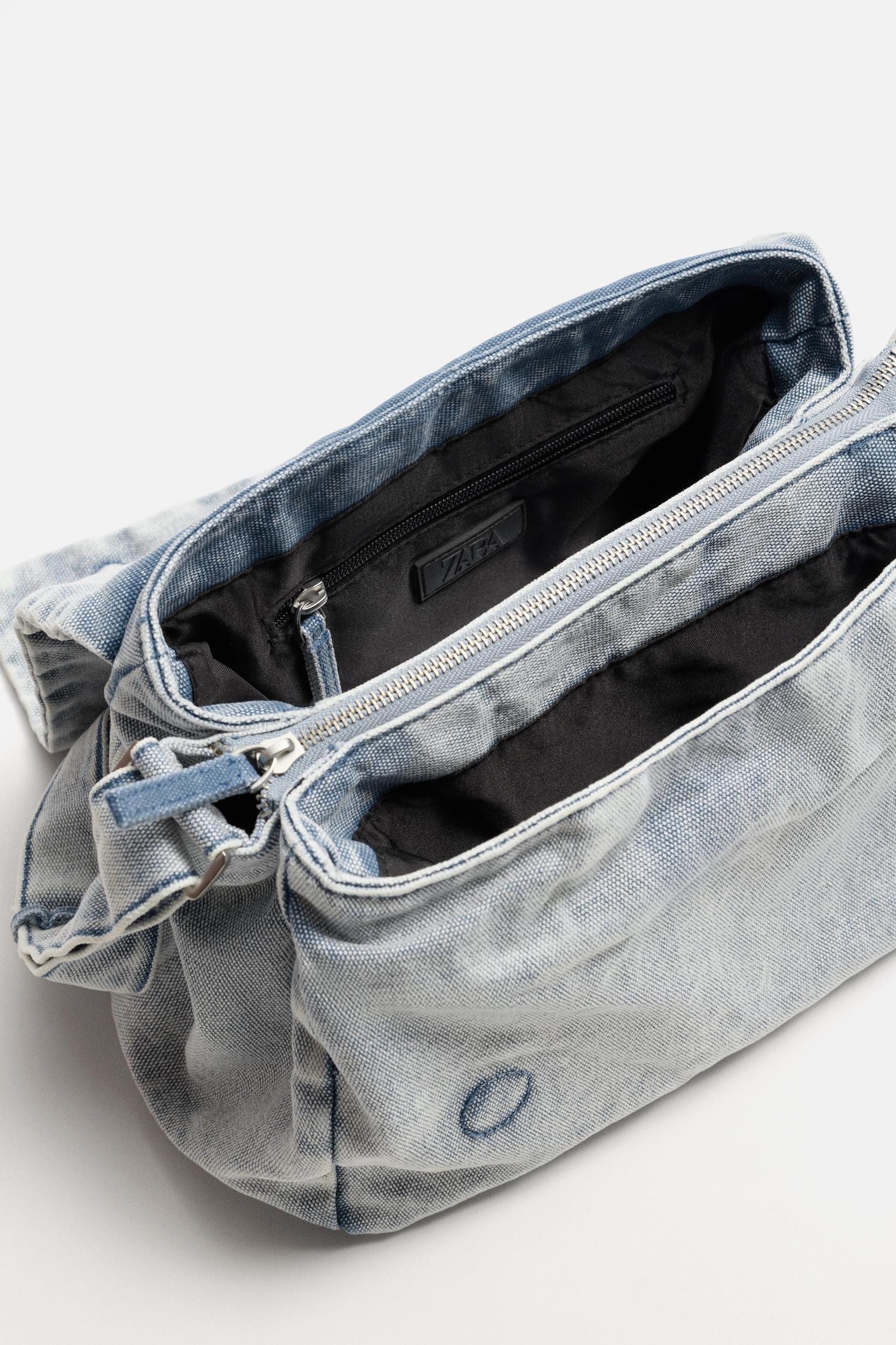 WASHED-EFFECT DENIM CROSSBODY BAG Product Image