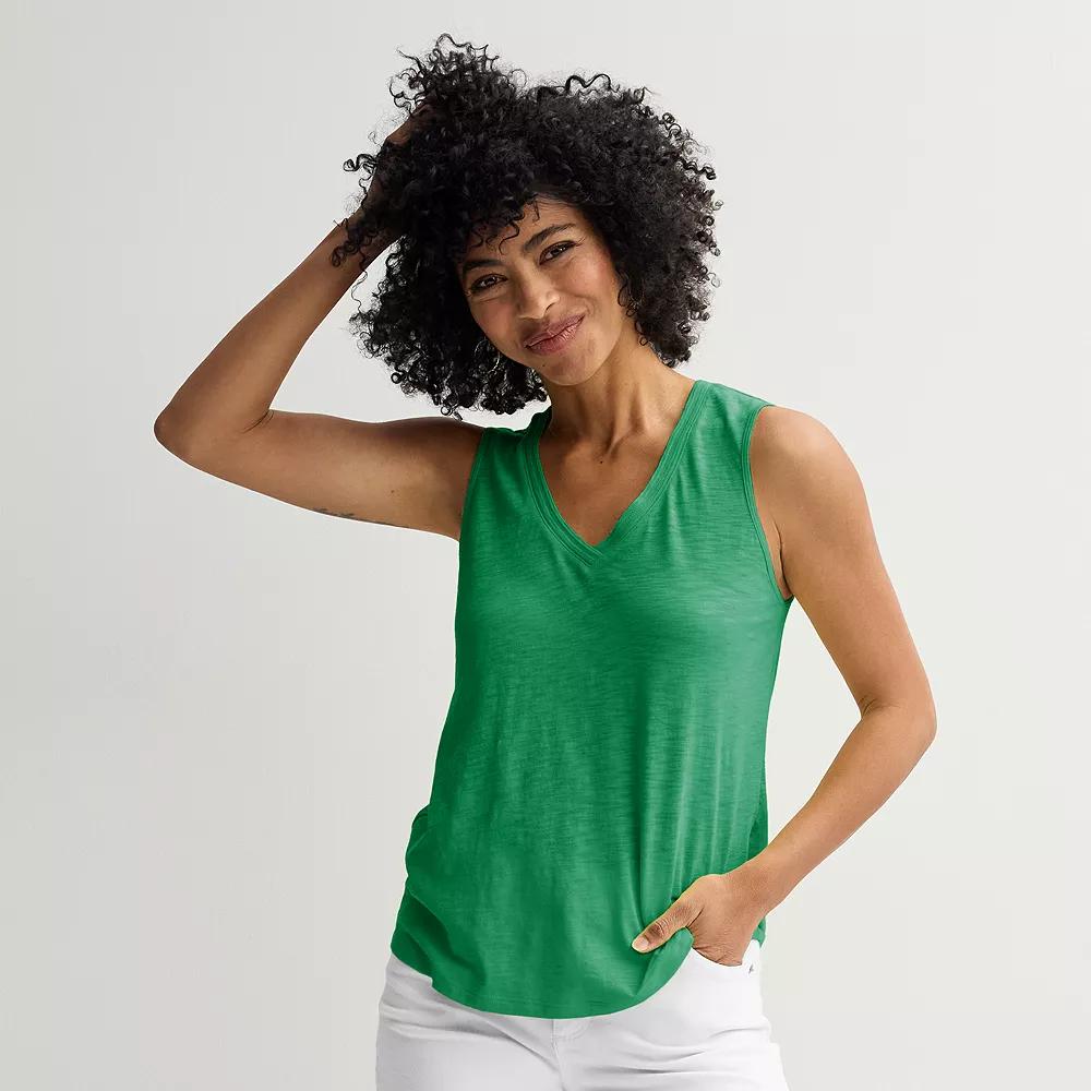 Women's Sonoma Goods For Life® Elevated V-Neck Tank Top, Size: Large, Green Flare Product Image