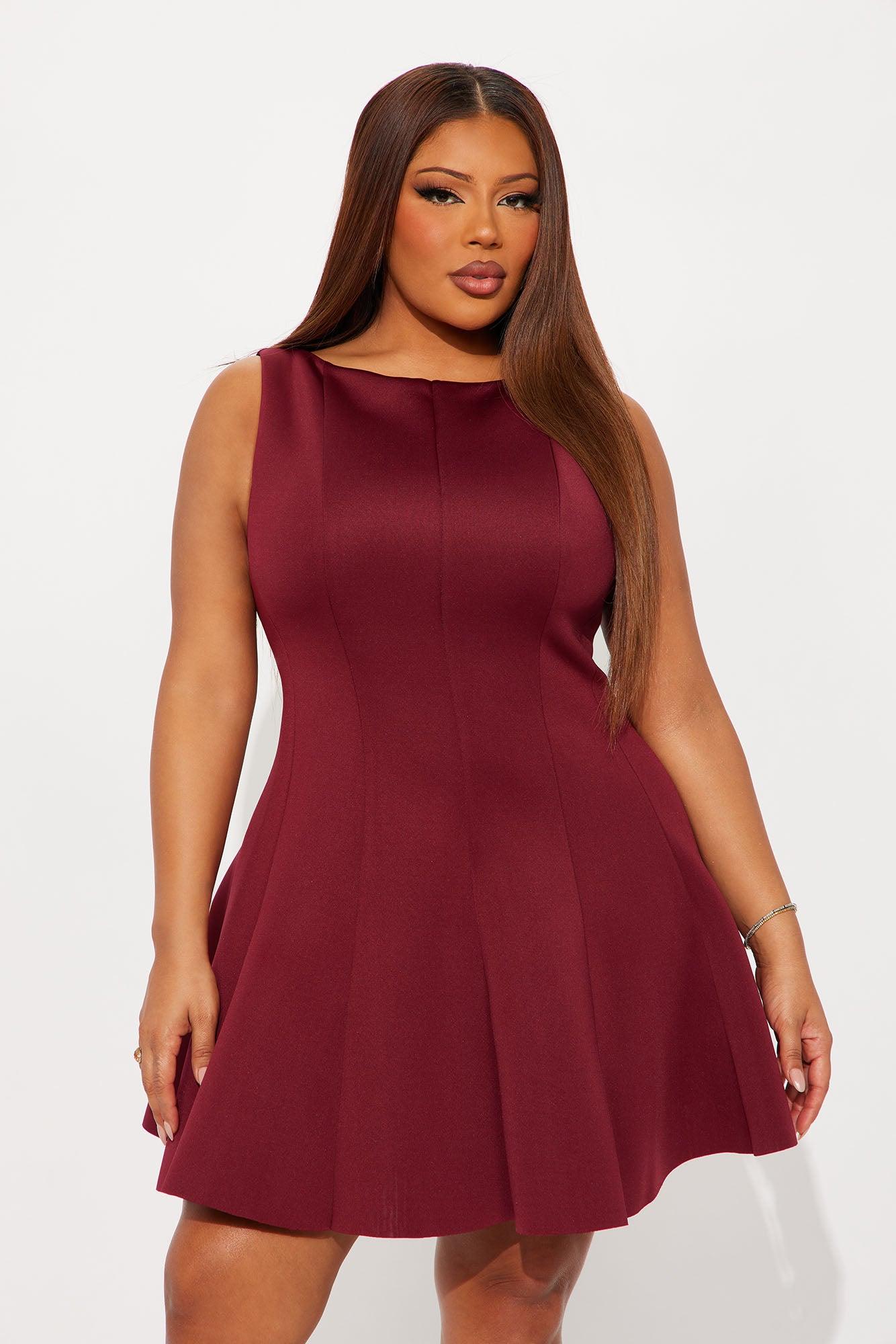 Sweet Sunday Pleated Mini Dress - Wine Female Product Image