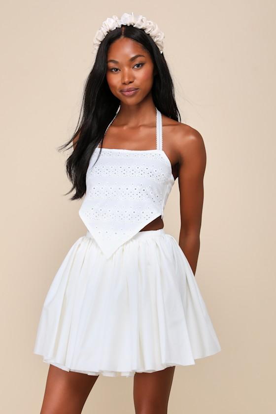 Cha Cha Ivory Layered Raw Hem Wrap Mini Skirt Product Image