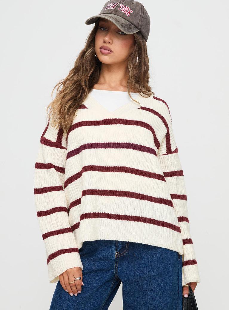 Forte Knit Sweater Red / Cream Product Image