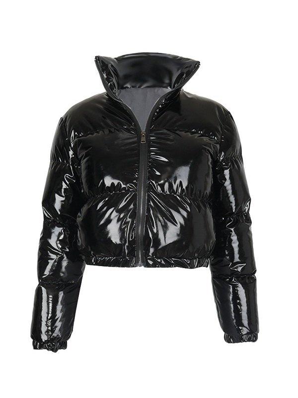 Pu Leather Puffer Jacket Product Image