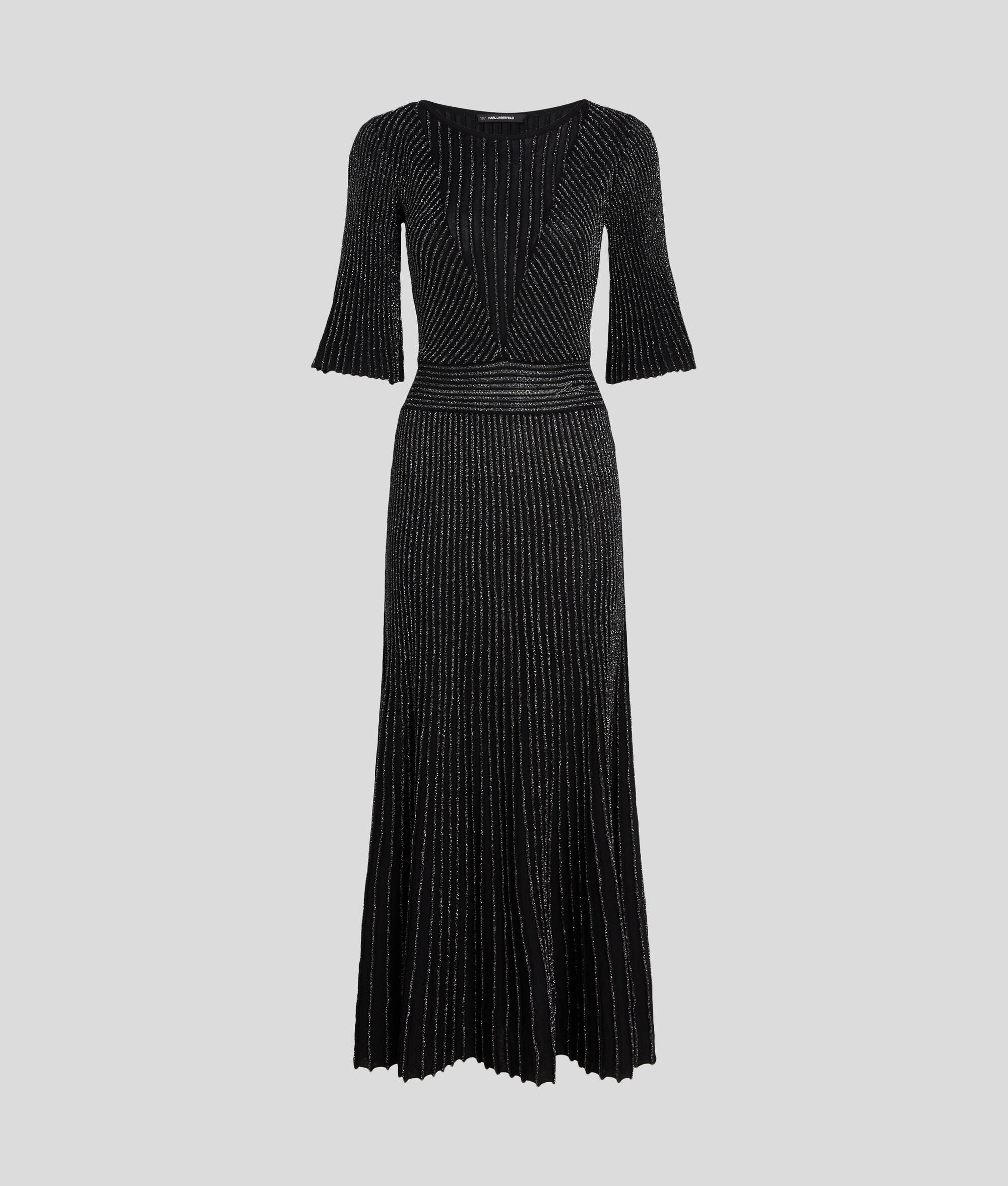 METALLIC PLEATED KNIT DRESS Product Image