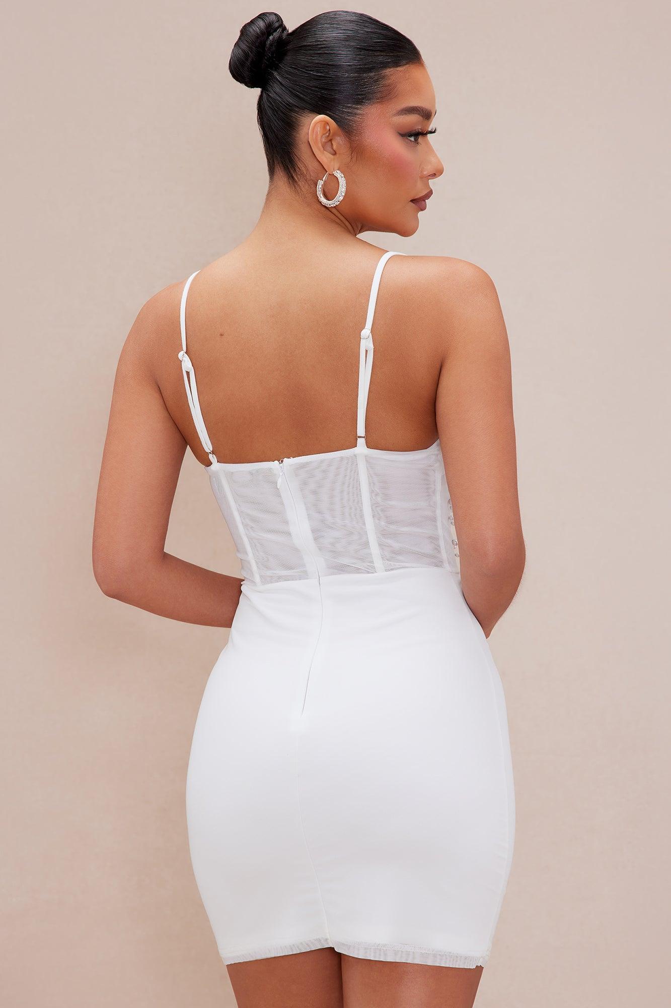 Nadine Embellished Mini Dress - White Product Image