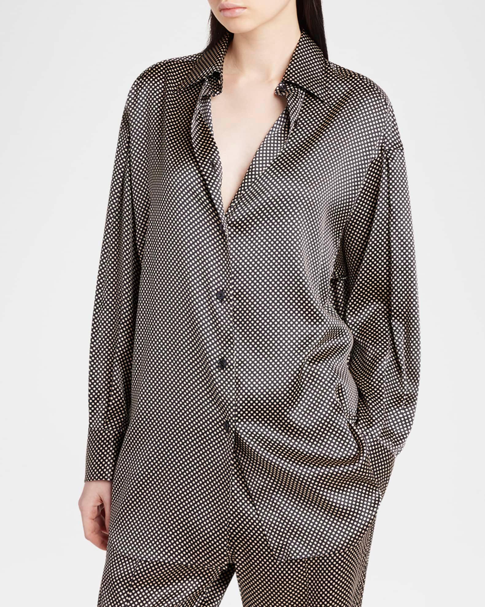 Polka Dot Stretch Satin Button-Down Shirt Product Image