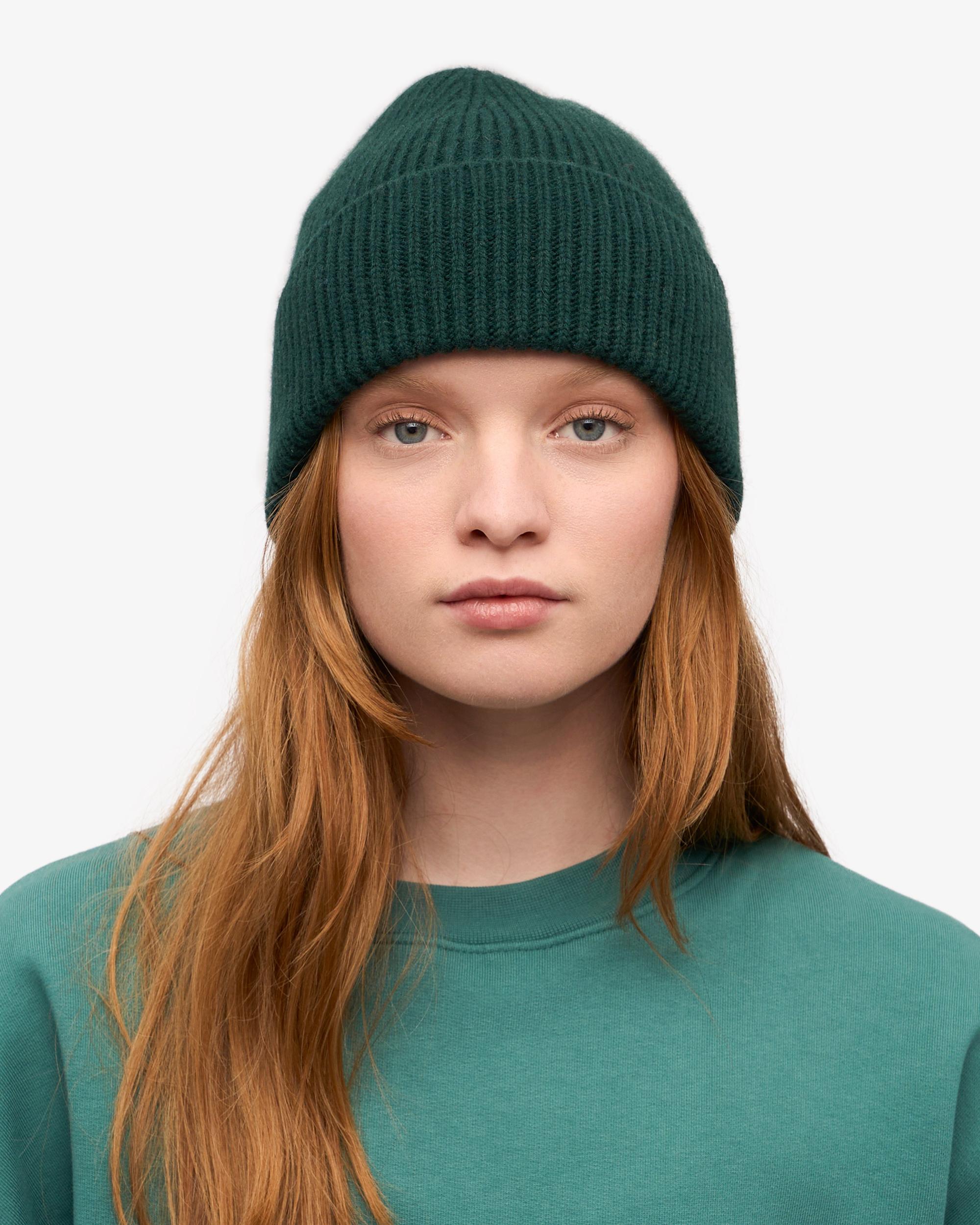 Merino Wool Beanie - Emerald Green Product Image