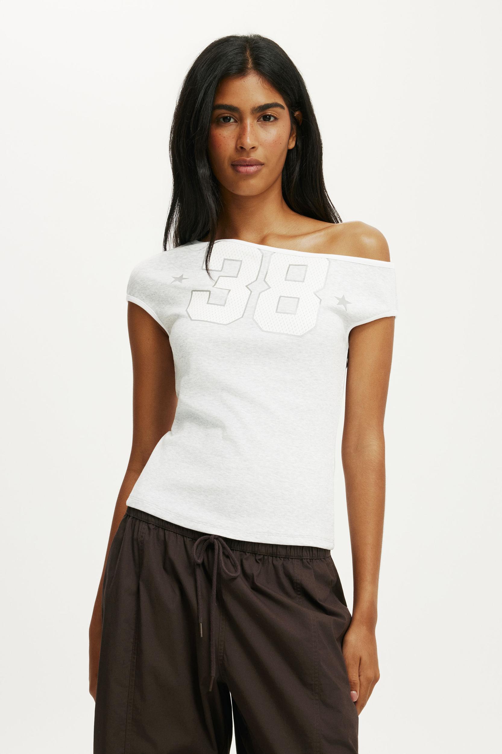 Off Shoulder Graphic Tee Product Image