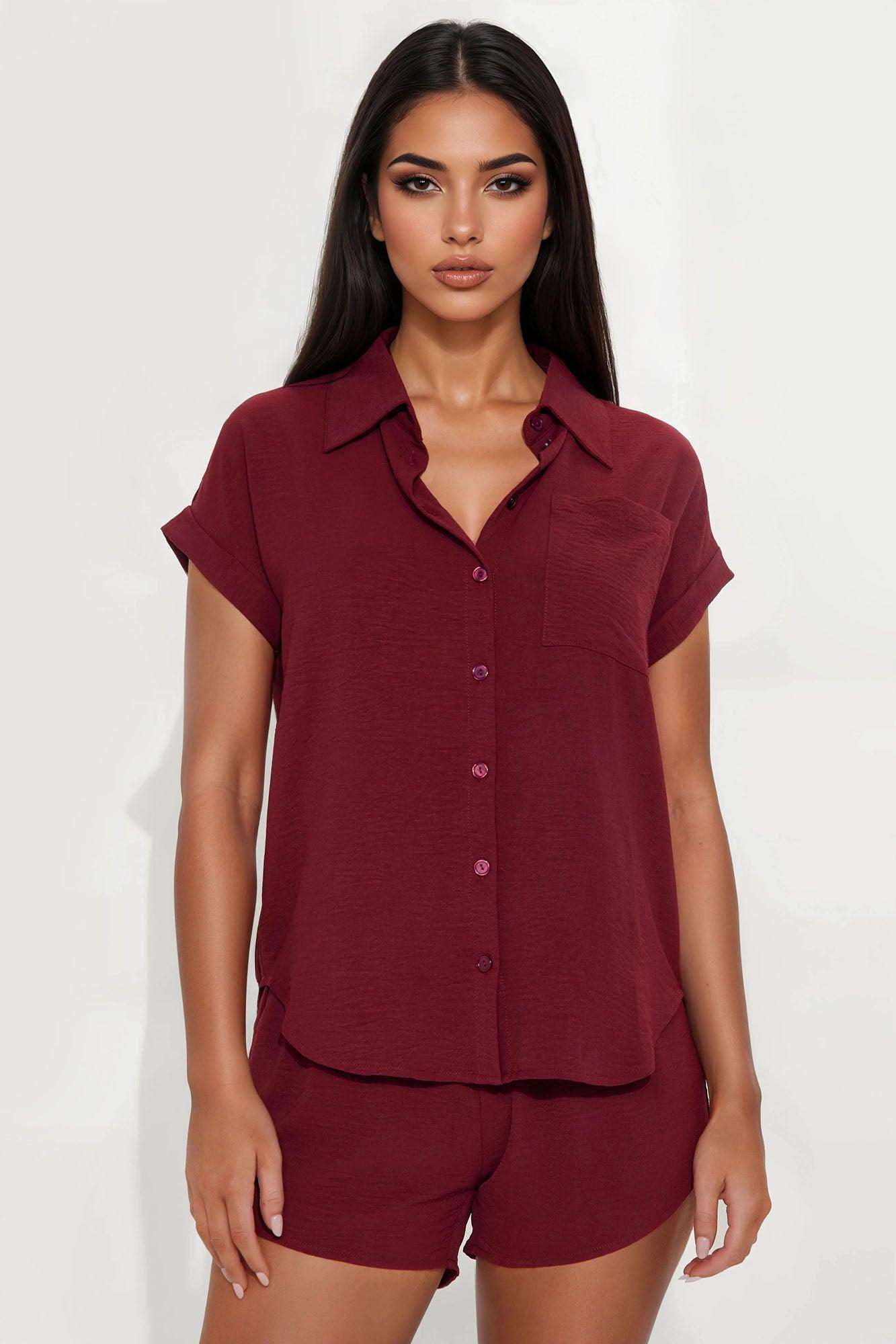 Hot Summer Short Set - Burgundy Female Product Image