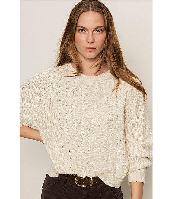 Sanctuary Nomad Cotton Slub Yarn Crew Neck Long Sleeve Cable Popover Top Product Image