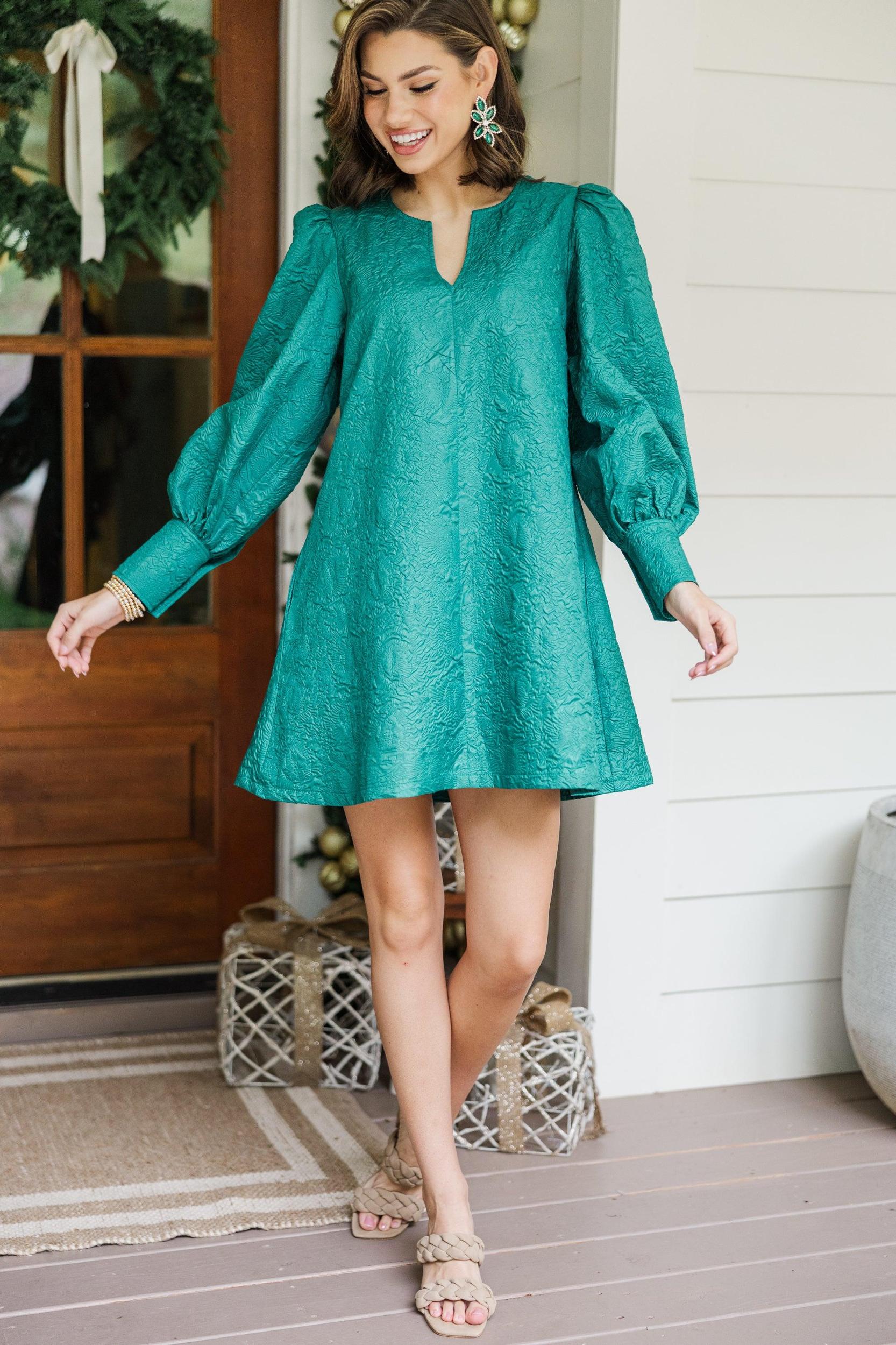 At A Glance Emerald Textured Dress Female Product Image