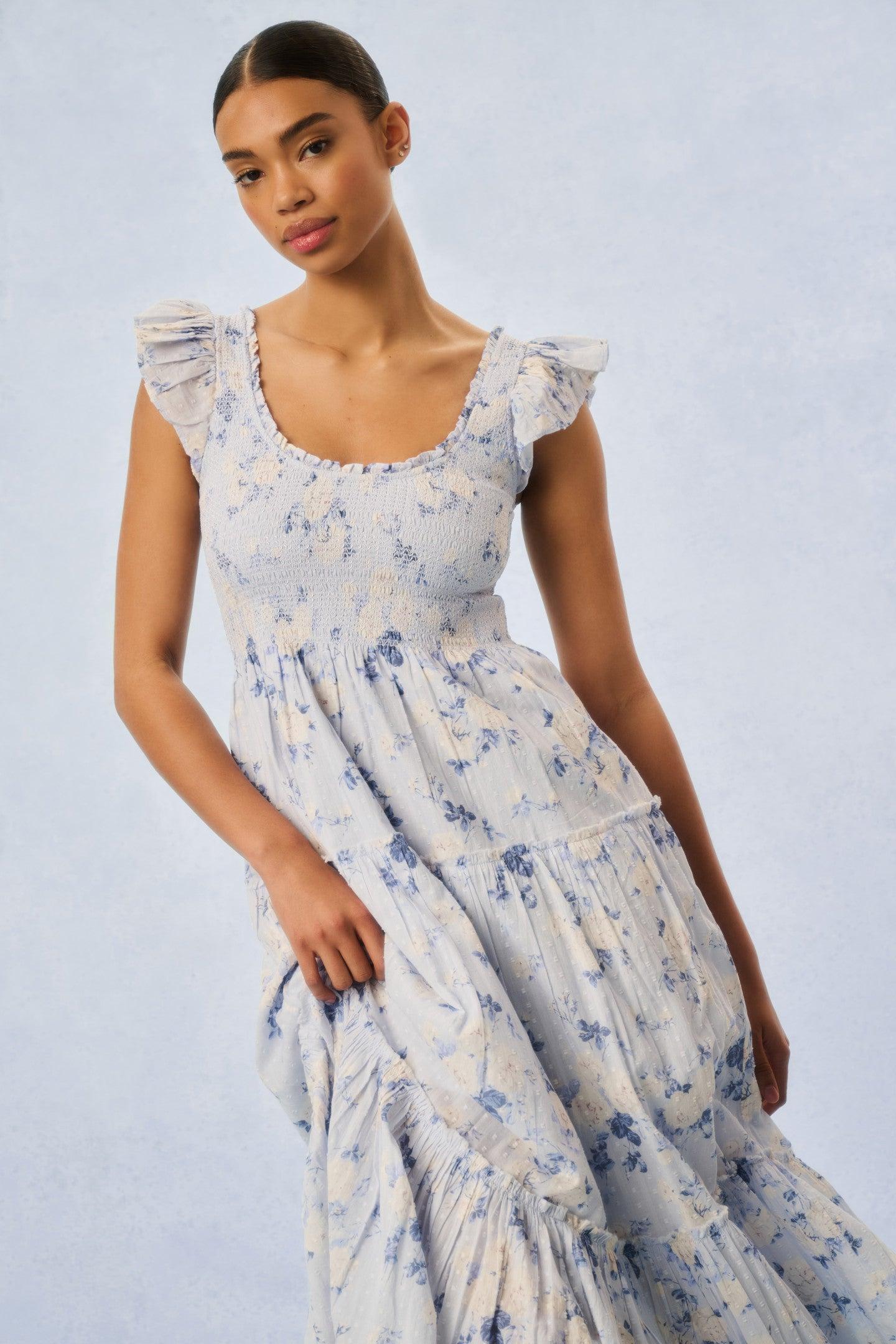 Chessie Fragrance Print Cotton Maxi Dress - STRAWBERRY MACAROON Product Image