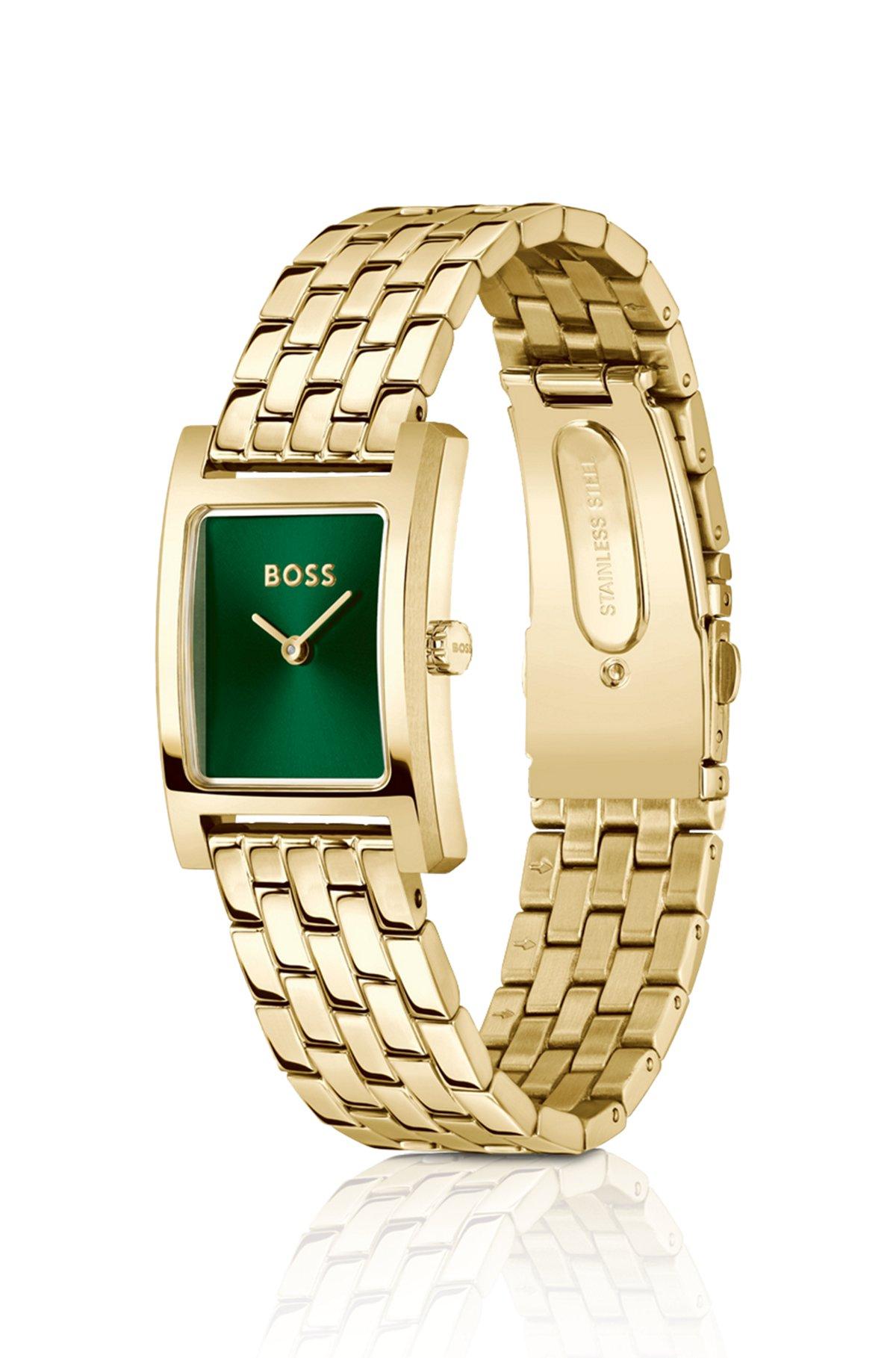 Gold-tone watch with green dial Product Image