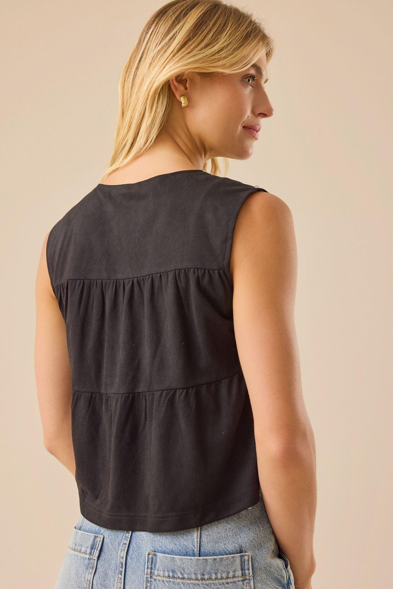 Casy Studded Tie Front Vest Product Image