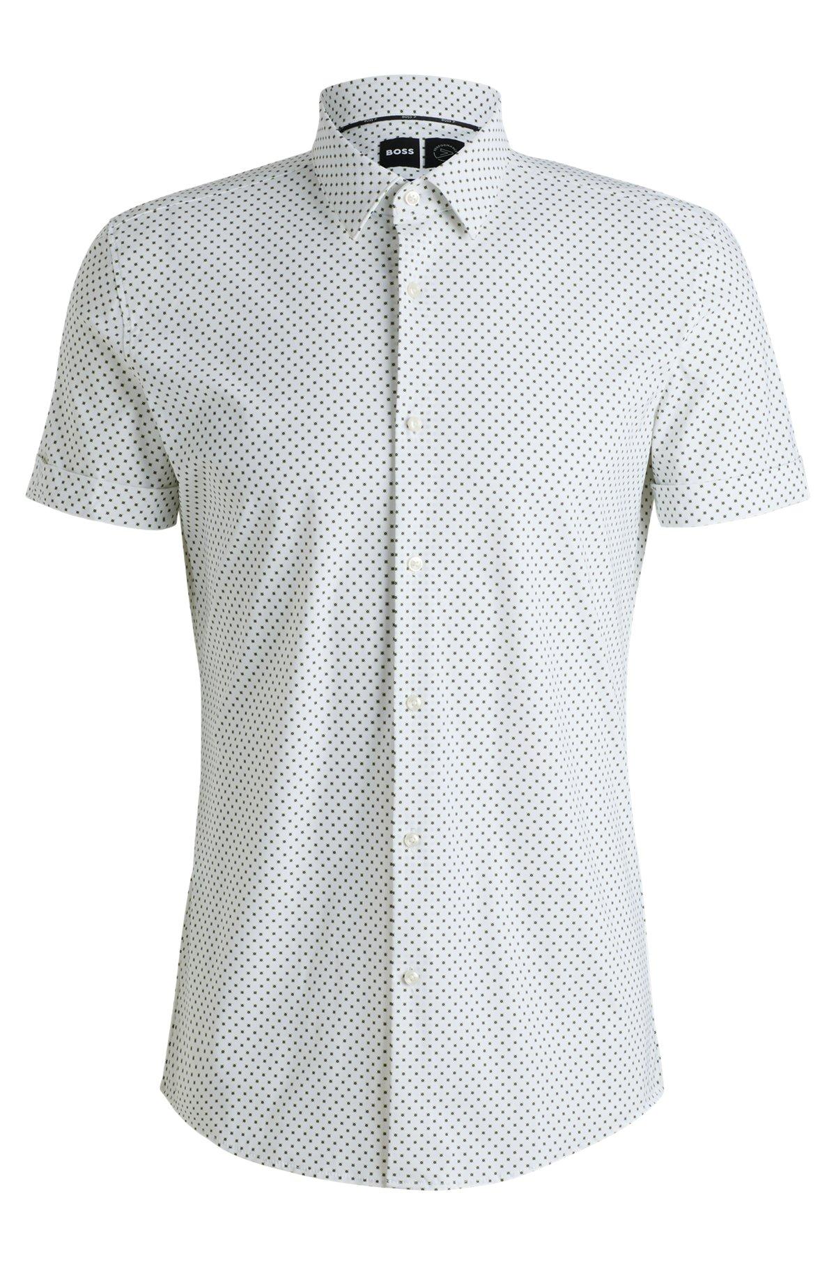 Slim-fit shirt in printed performance-stretch jersey Product Image