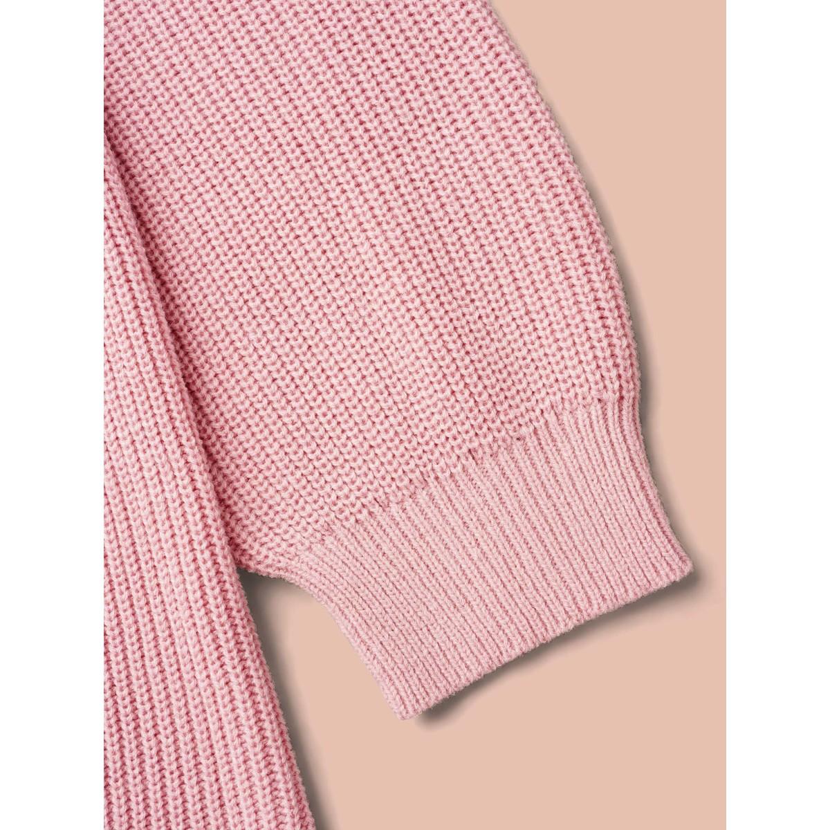 Plus Size Textured Cable-Knit Waist Cinched Pullover Nudepink Women Romantic Bodycon Long Sleeve Round Neck Elegant Pullovers BloomChic 18-20/2X Product Image