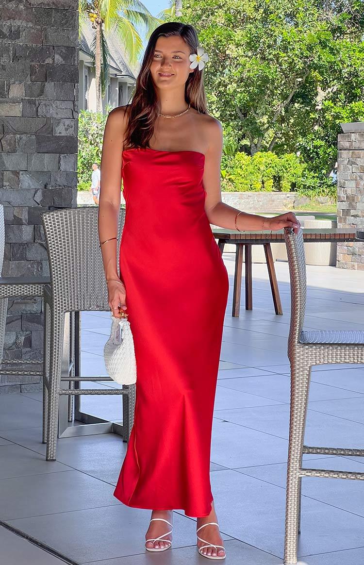 Cassander Red Strapless Maxi Dress Product Image