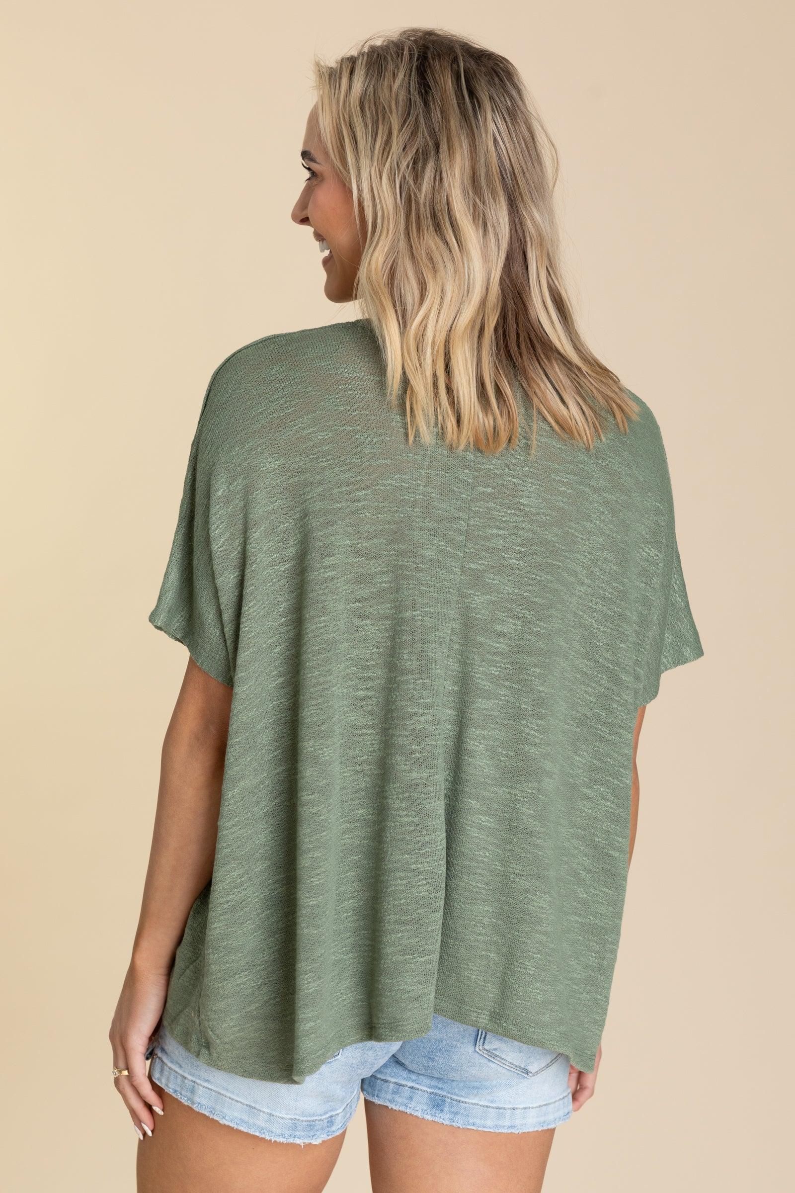 Oversized Slub Hacci Knit Top With Pocket Product Image