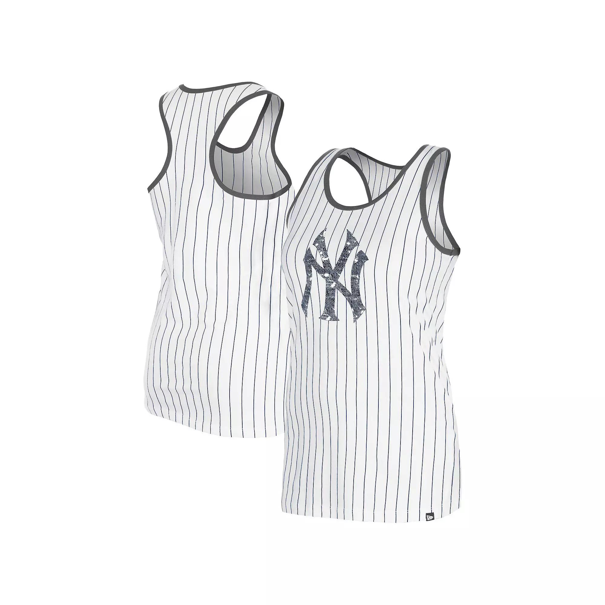 Women's New Era White New York Yankees Gameday Pinstripe Tank Top, Size: Medium Product Image