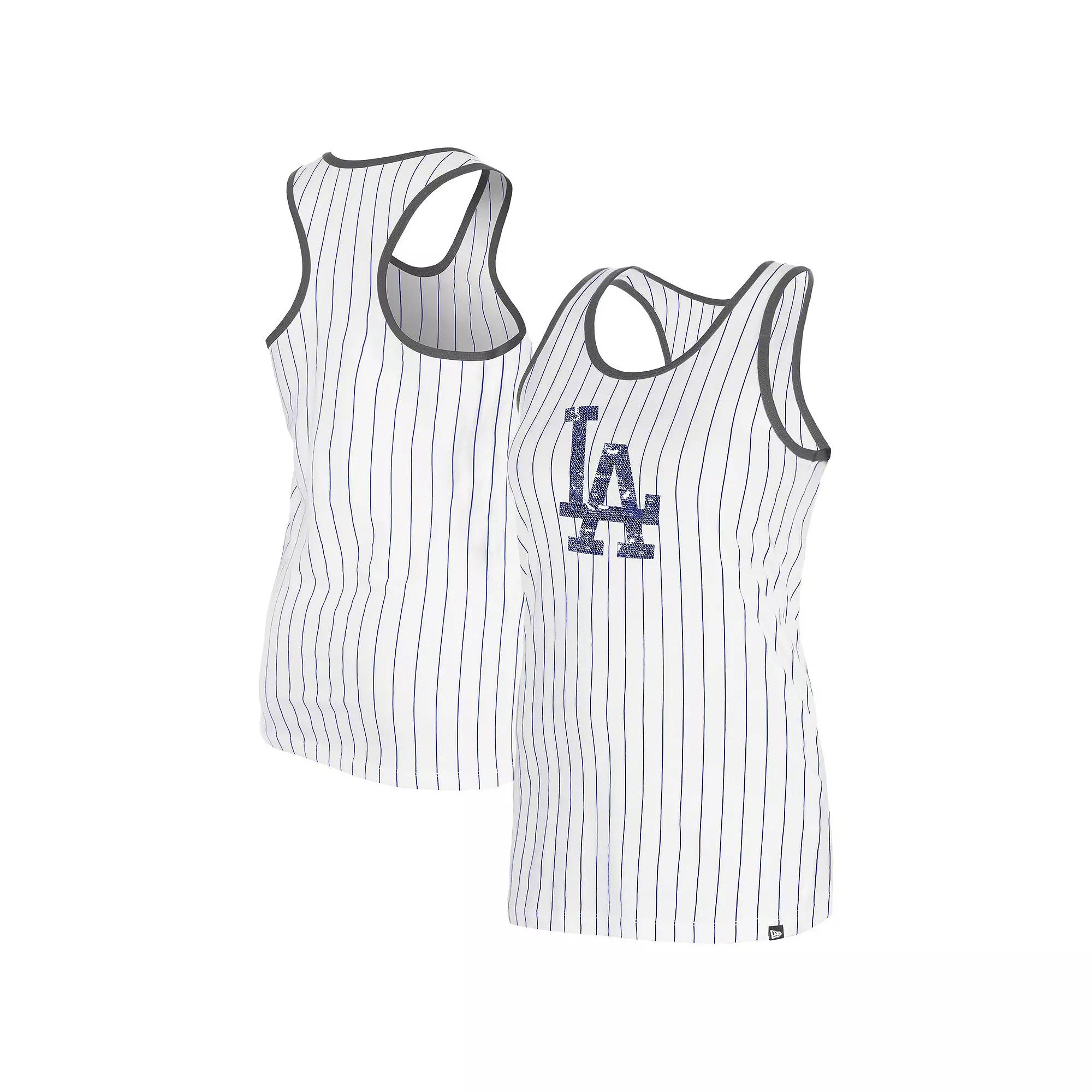 Women's New Era White Los Angeles Dodgers Gameday Pinstripe Tank Top,  Product Image