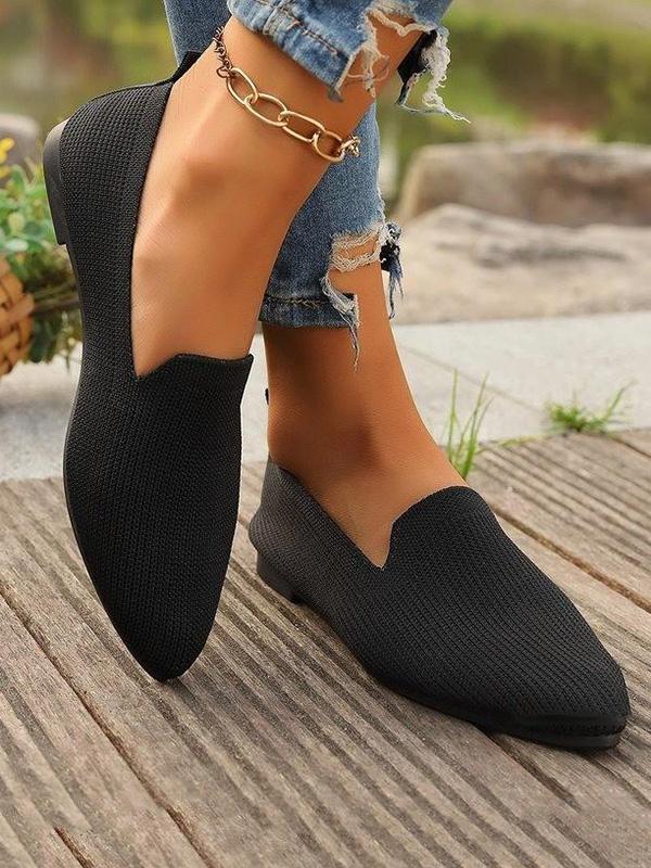 Pointed-Toe Shallow Cut Split-Joint Flat Shoes Product Image