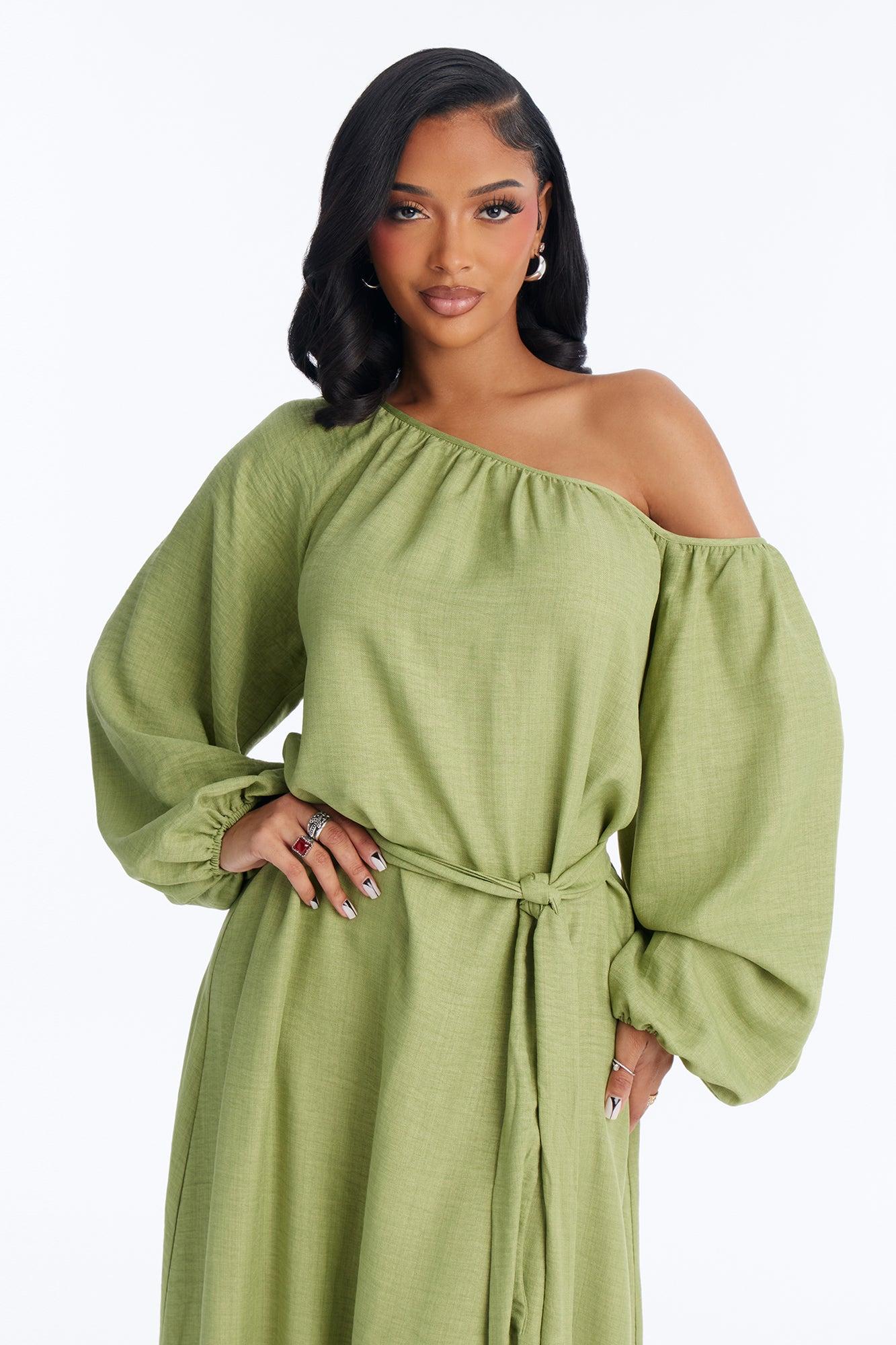 Tianna Tie Waist Maxi Dress - Chartreuse Female Product Image