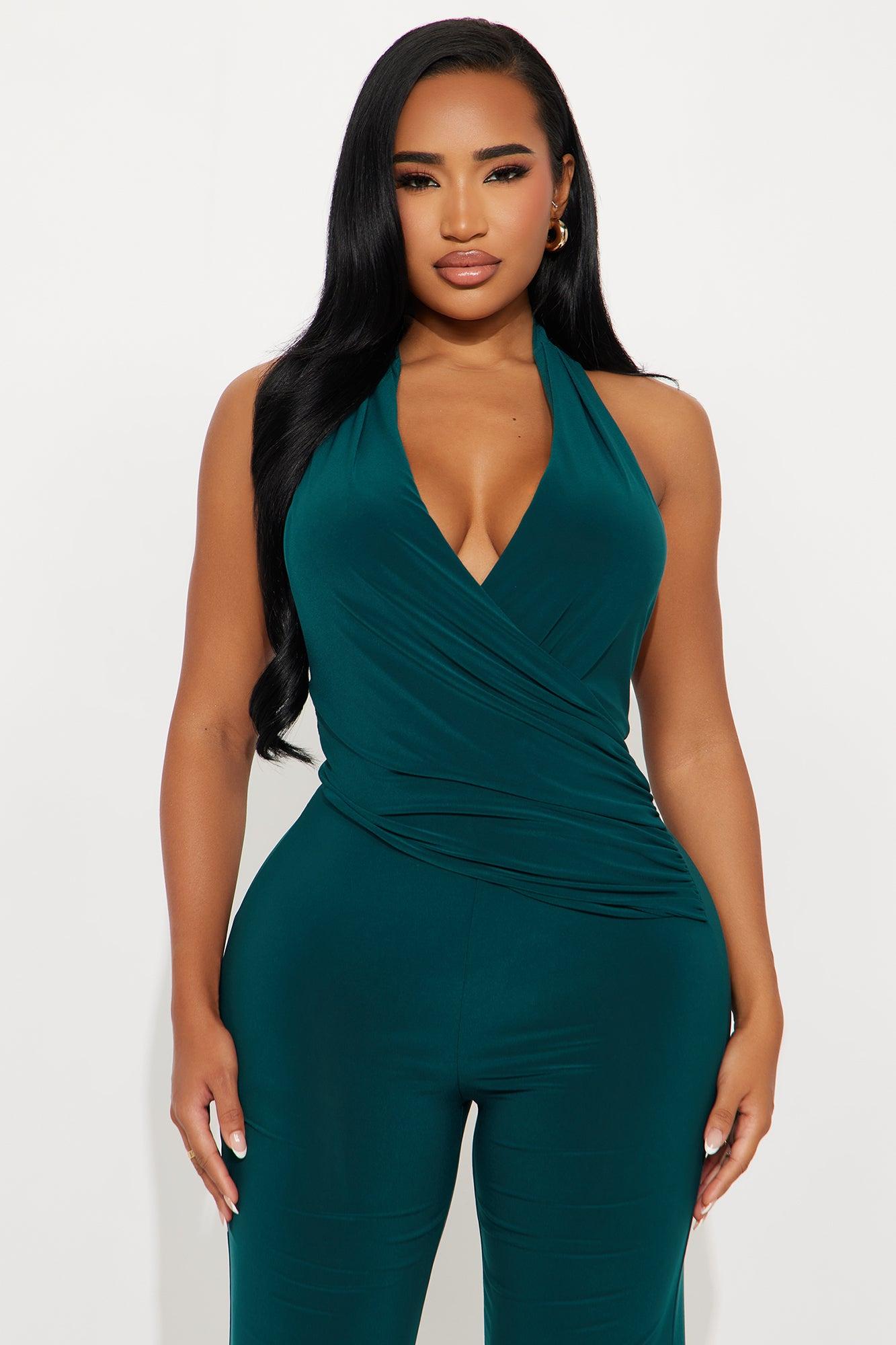 Loren Halter Wide Leg Jumpsuit - Hunter Green Female Product Image