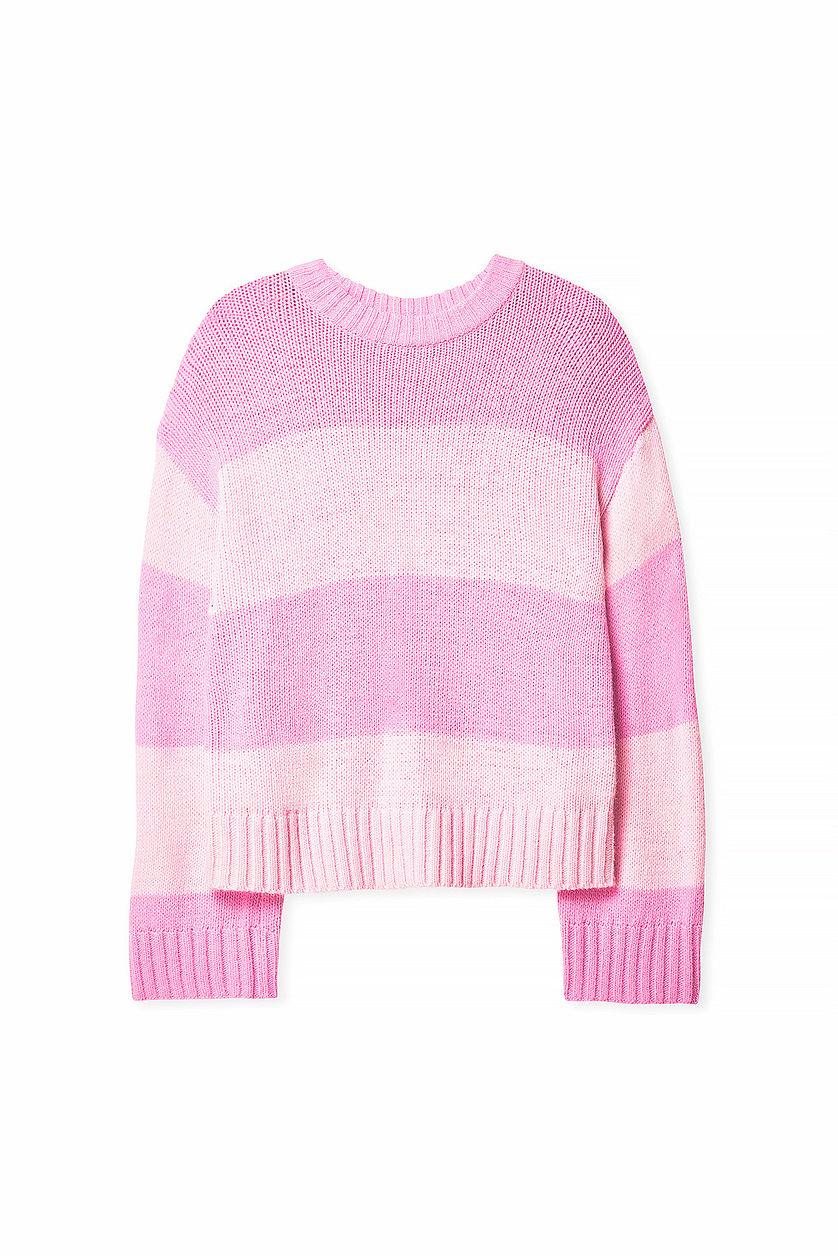 Round Neck Knitted Striped Sweater Product Image
