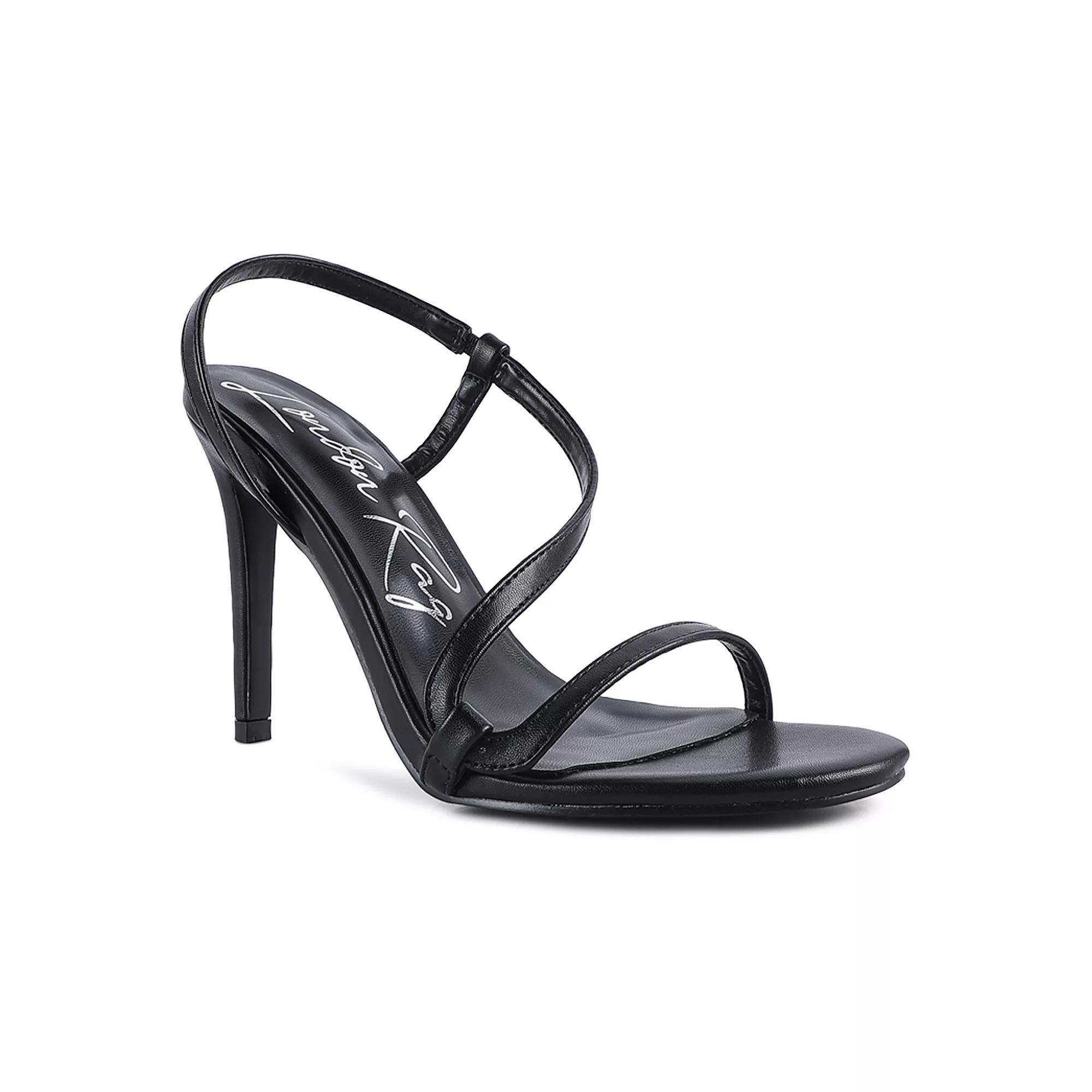 London Rag Women's Strappy Slingback Heeled Sandals, Size: 8, Black Product Image