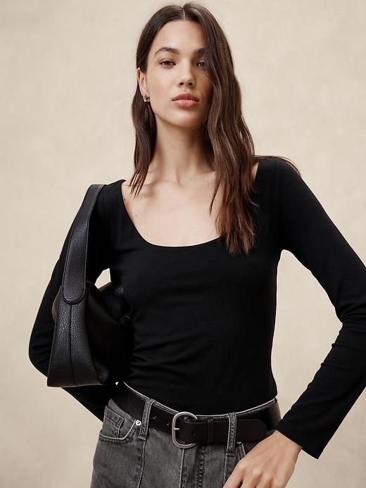 Soft Stretch Scoop-Neck T-Shirt Product Image