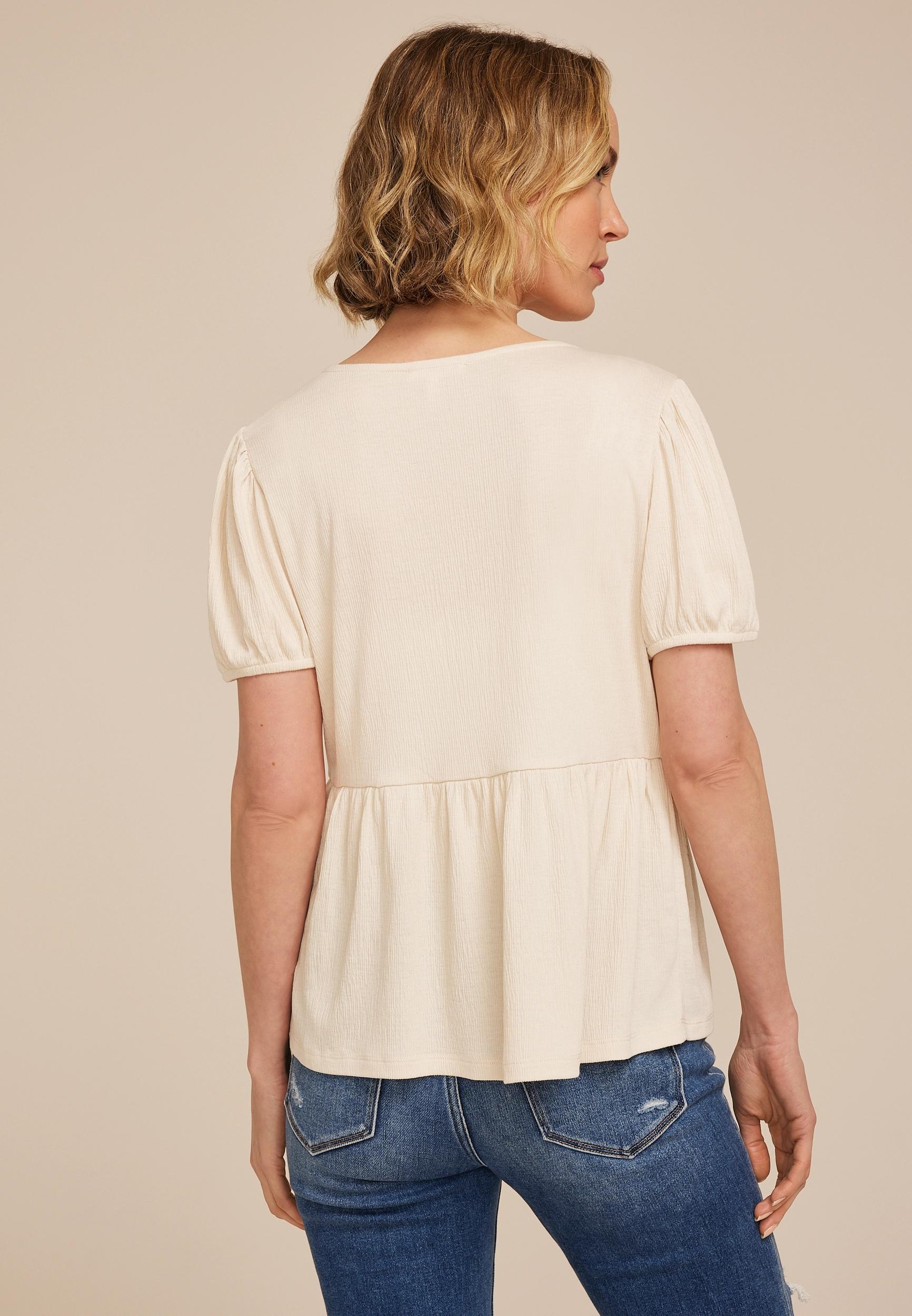Tie Front Peplum Short Sleeve Tee Product Image