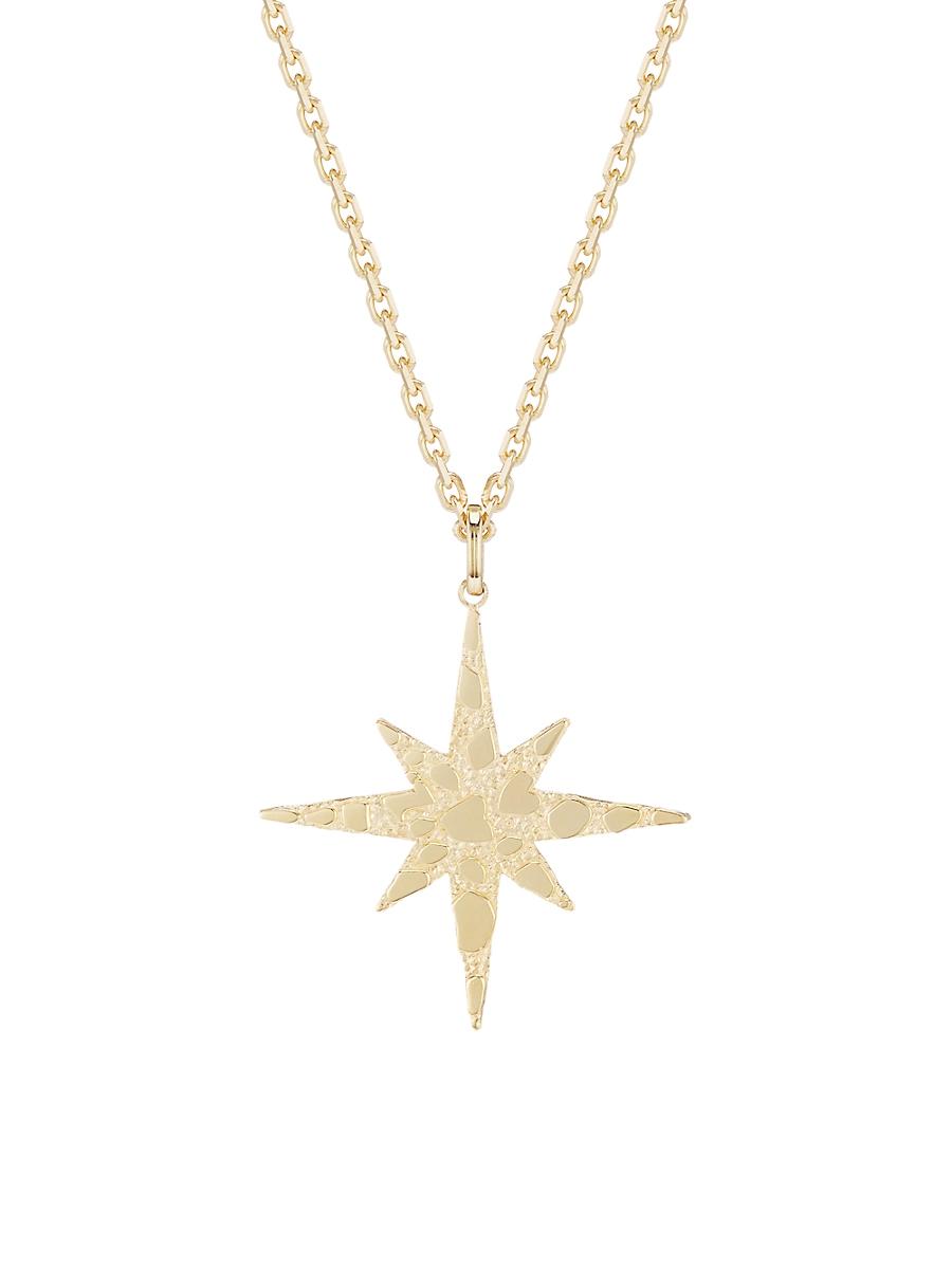 Womens 14K Yellow Gold Starburst Nugget Pendant Necklace Product Image