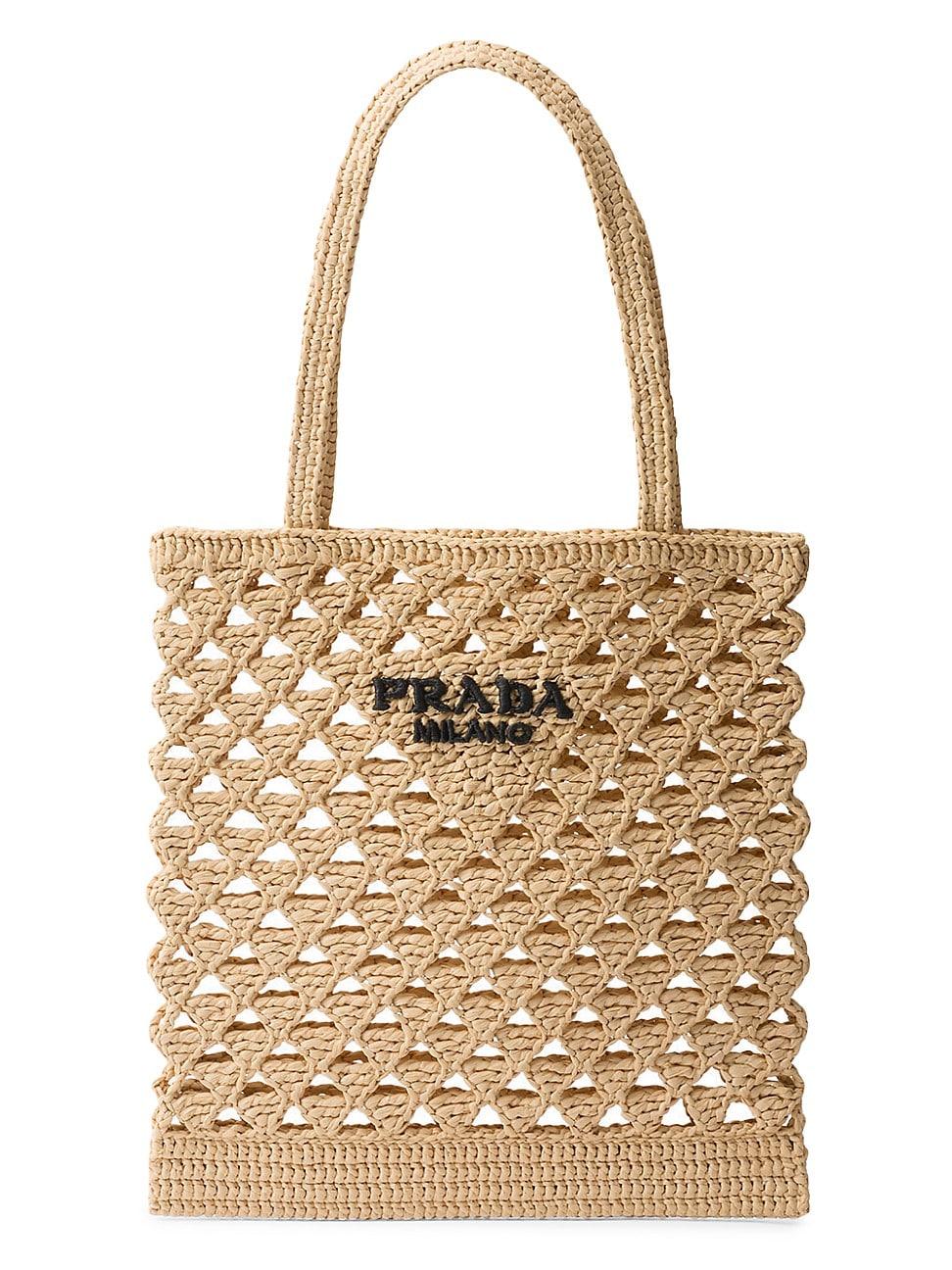 Womens Medium Woven Fabric Crochet Tote Bag Product Image