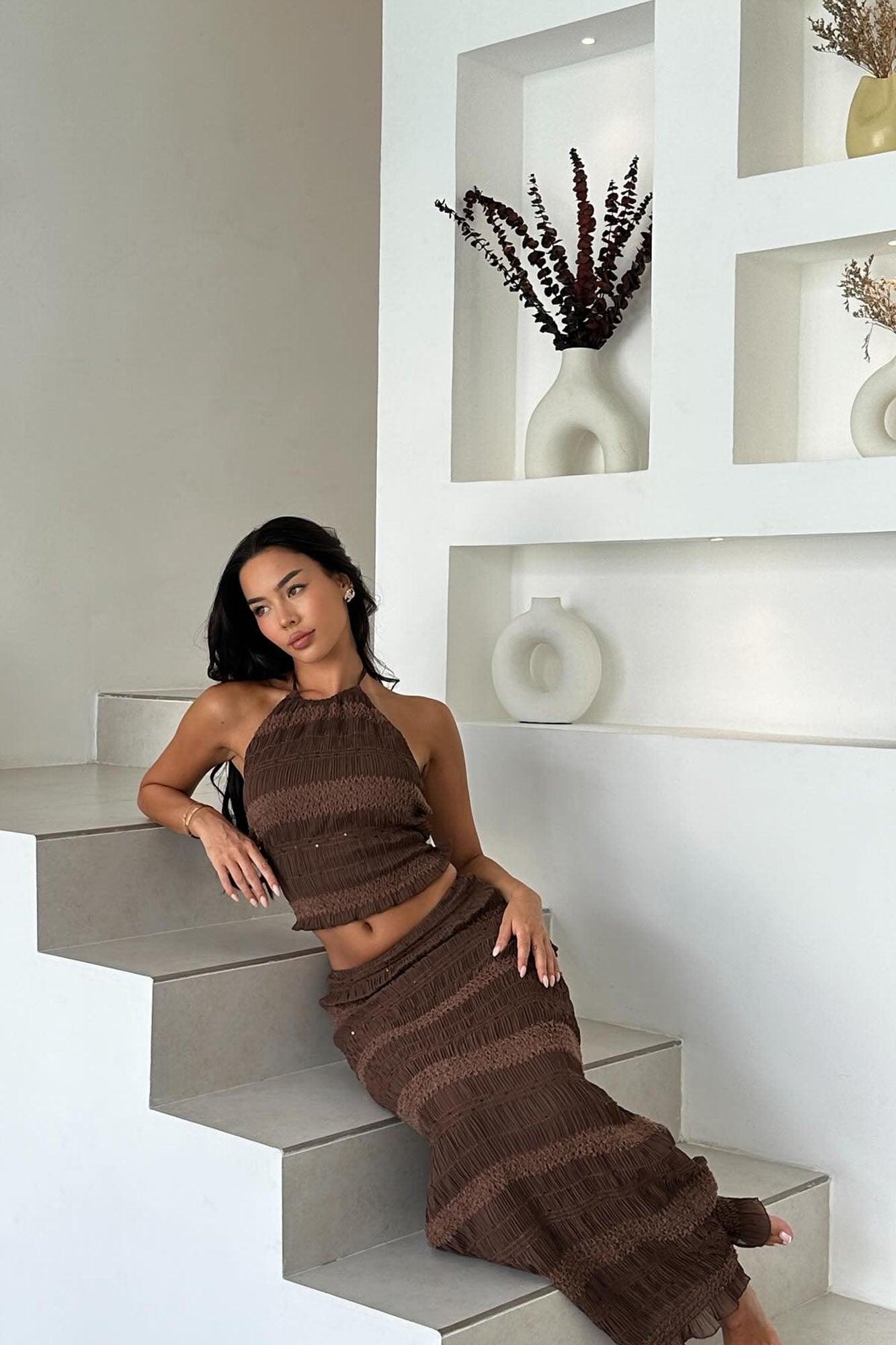 Florence Maxi Skirt Set - Chocolate Product Image