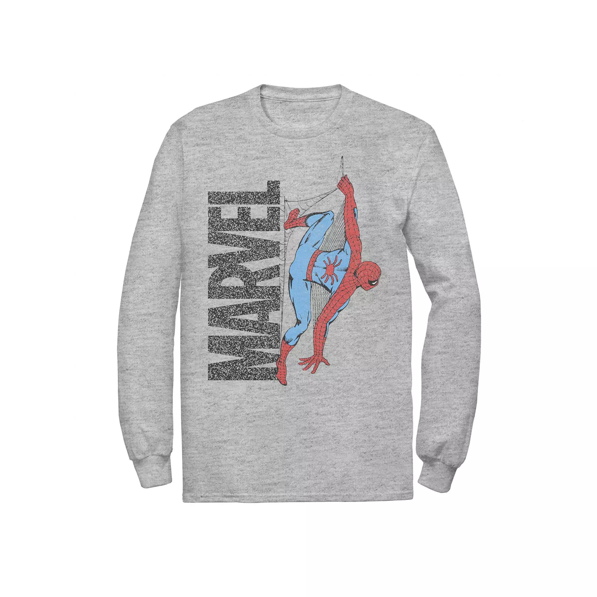 Mens Marvel Spider-Man Distressed Web Logo Tee, Boys Athletic Grey Product Image