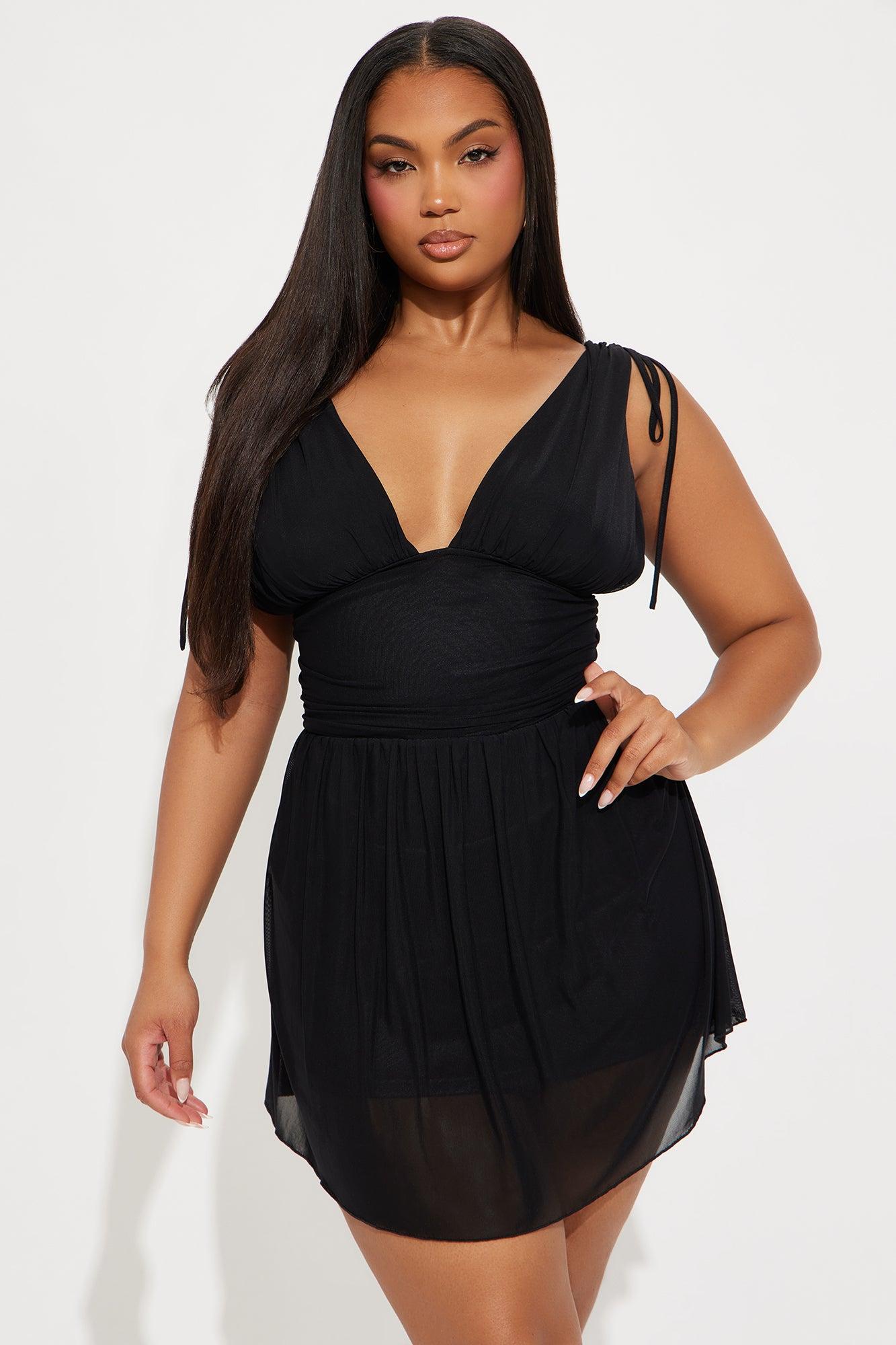 Sabine Mesh Mini Dress - Black Product Image