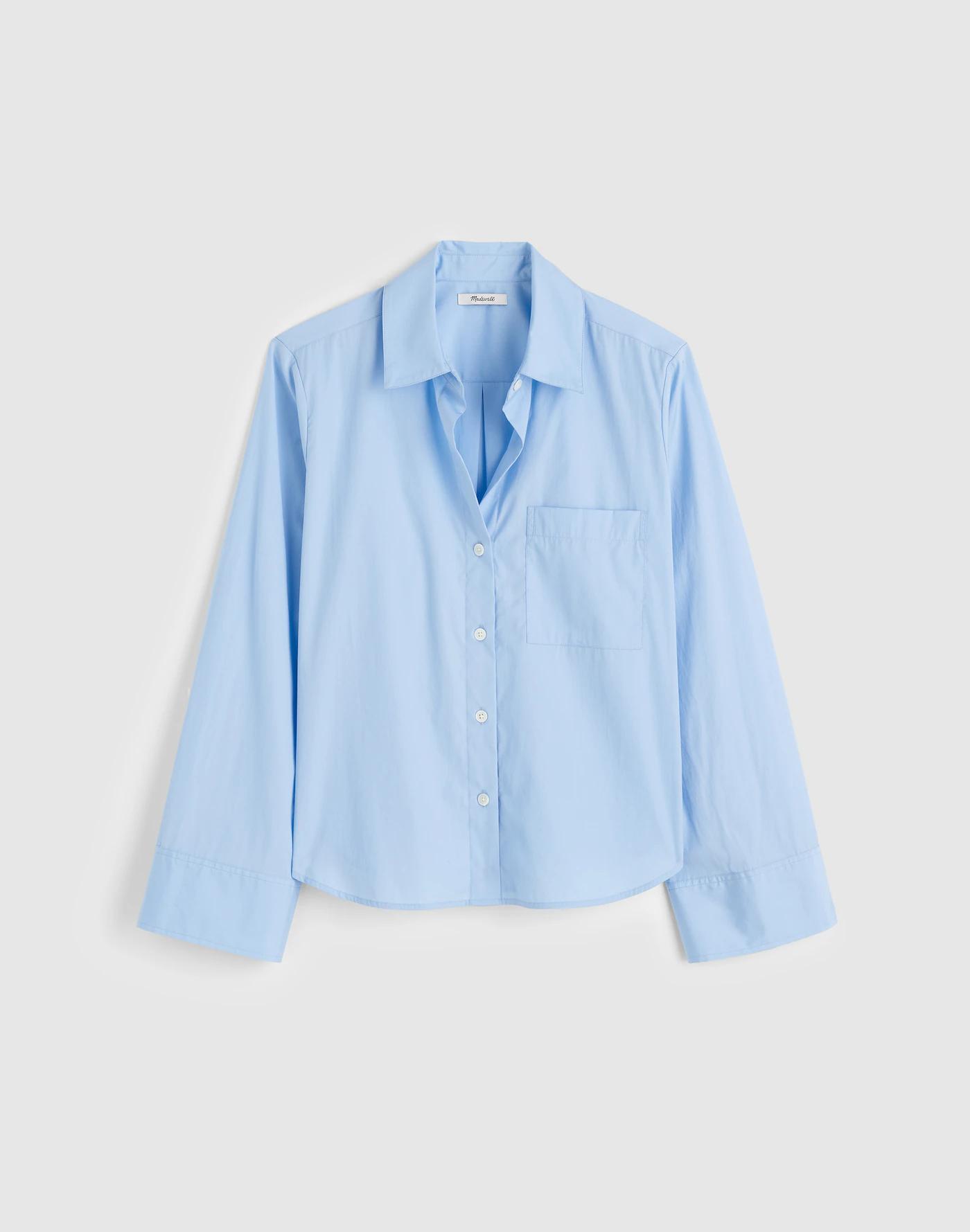 Poplin Easy Y-Neck Button-Up Shirt Product Image
