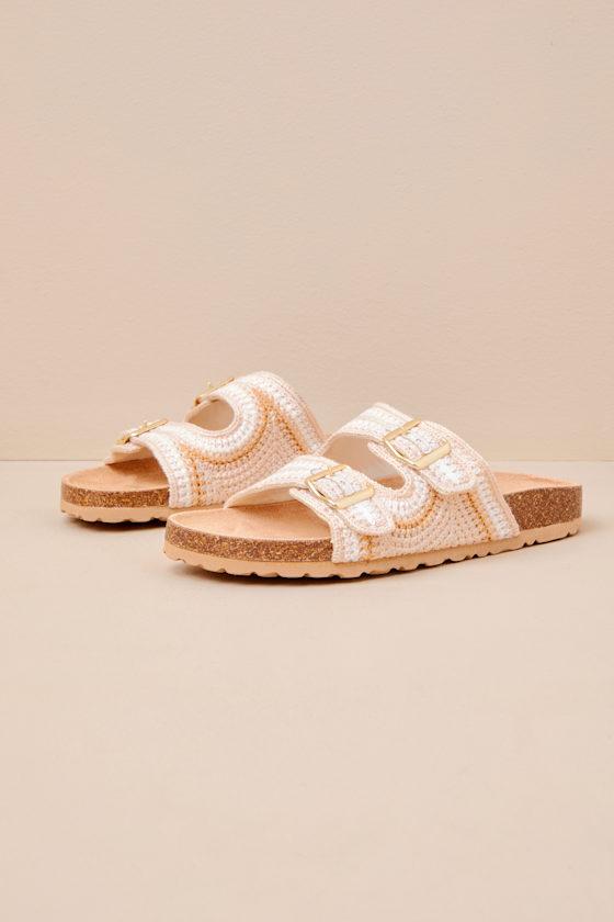 Tambour Natural Multi Crochet Buckle Slide Sandals Product Image