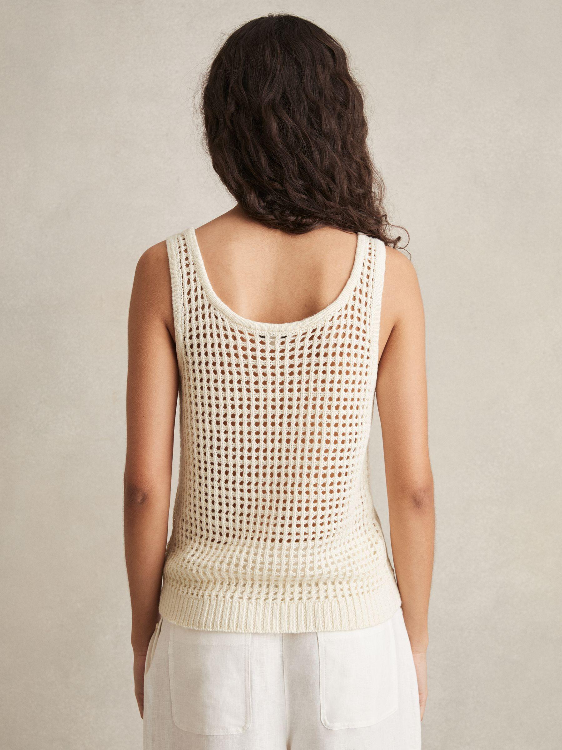 Linen Open-Knit Vest in Ivory Product Image