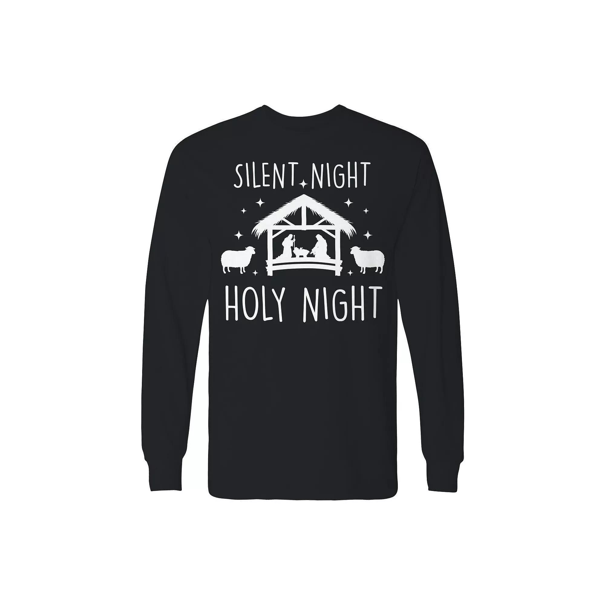 Men's Christmas Silent Night Holy Night Long Sleeve Graphic Tee, Adult Unisex,  Product Image